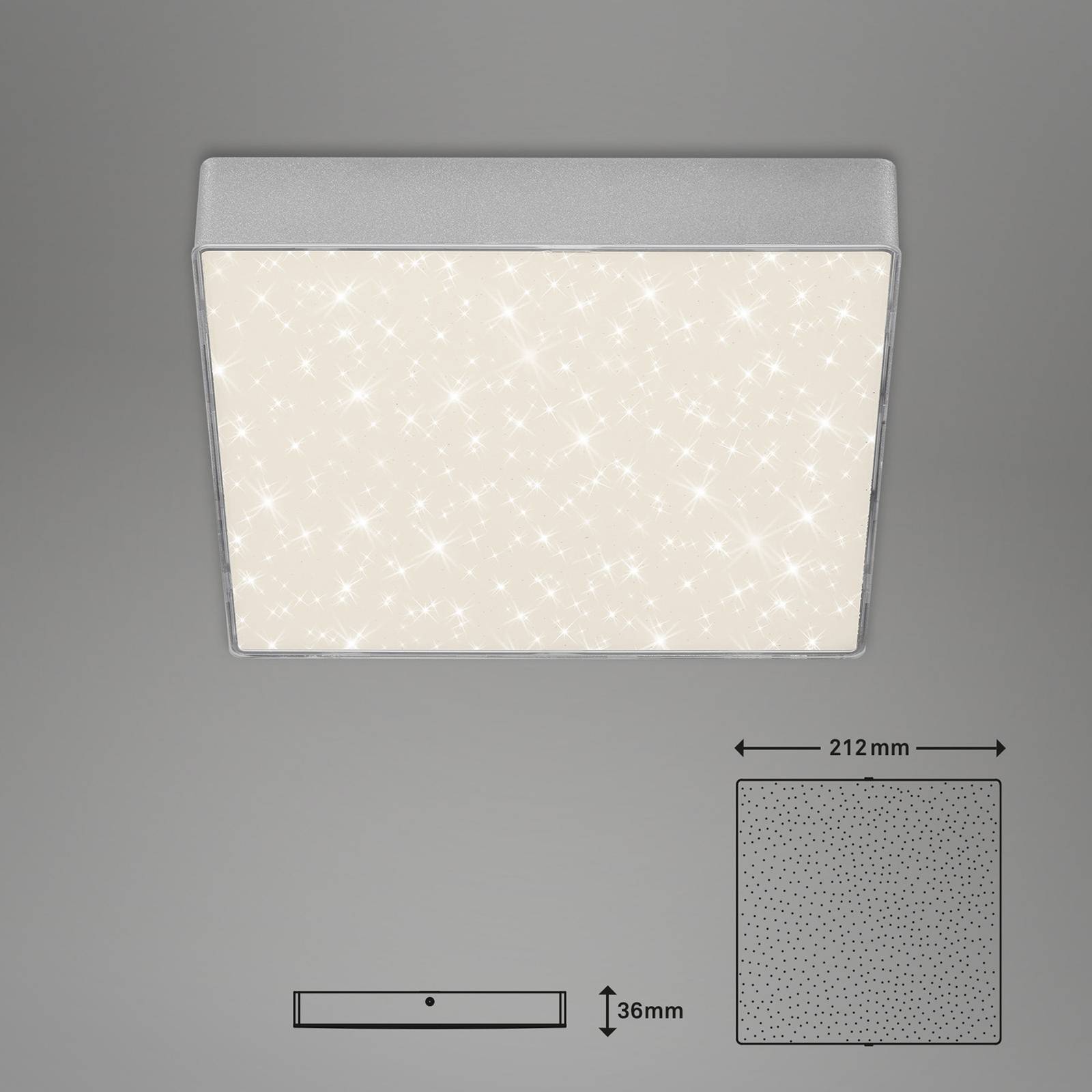 Lampa sufitowa LED Flame Star, 21,2 x 21,2 cm, srebrna