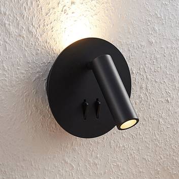 Lucande Magya LED wandlamp zwart 2-lamps rond