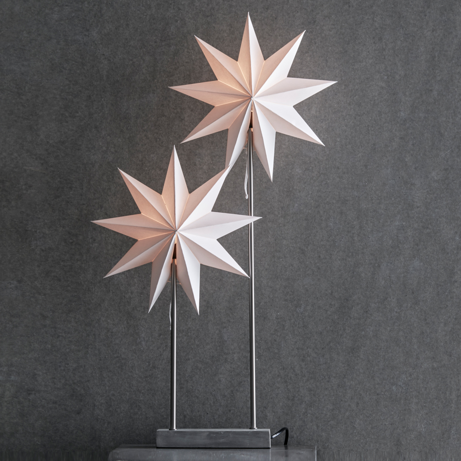 Duva bordlampe papirstjerne med to stjerner