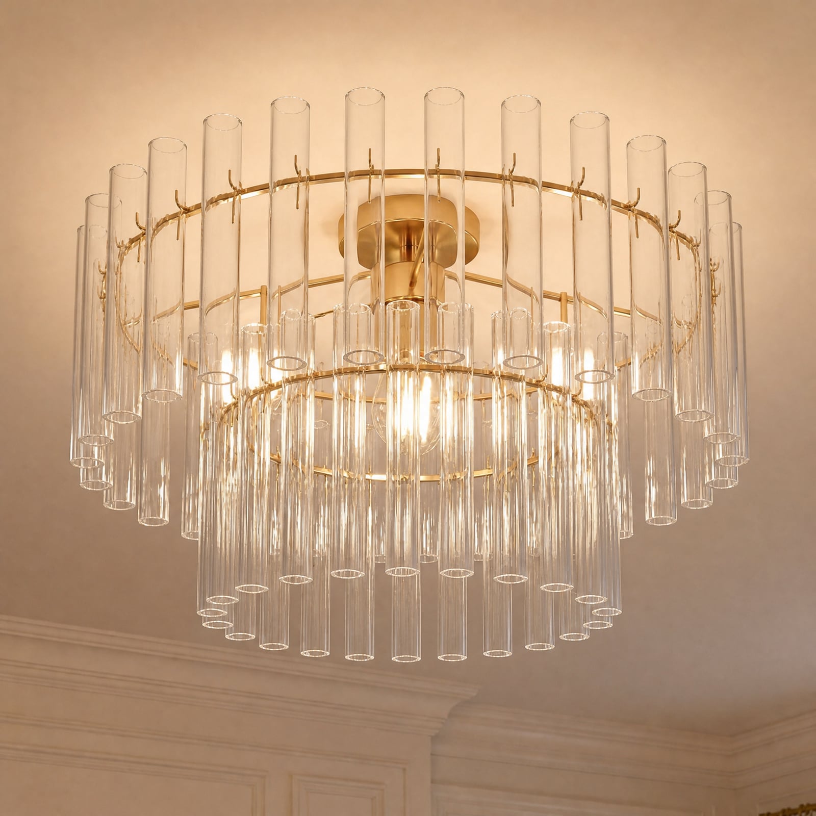 Leanna taklampe, klar/messing, Ø 54 cm, glass – Lucande Leanna taklampe, klar/messing, Ø 54 cm, glass – Lucande