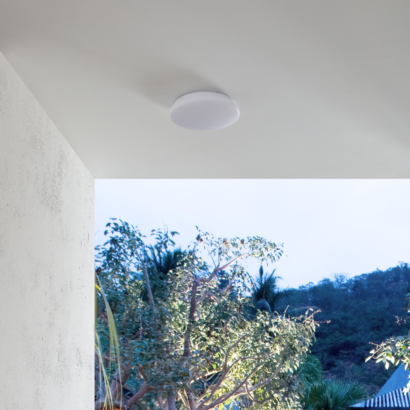 Lindby Doki LED buiten plafondlamp, 26 cm, wit, kunststof