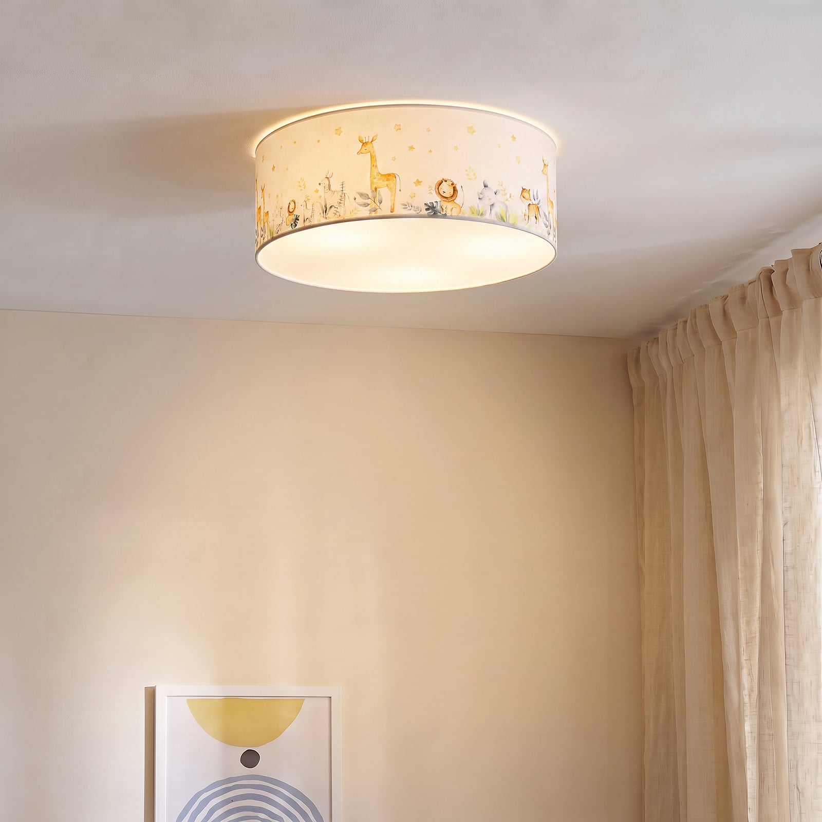 Kinderplafondlamp Kids Print, kleurrijk/wit, Ø 50 cm, textiel Kinderplafondlamp Kids Print, kleurrijk/wit, Ø 50 cm, textiel