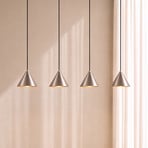 Lampă suspendată LED Lucande Rhodes, cu 4 becuri, nichel, 82 cm