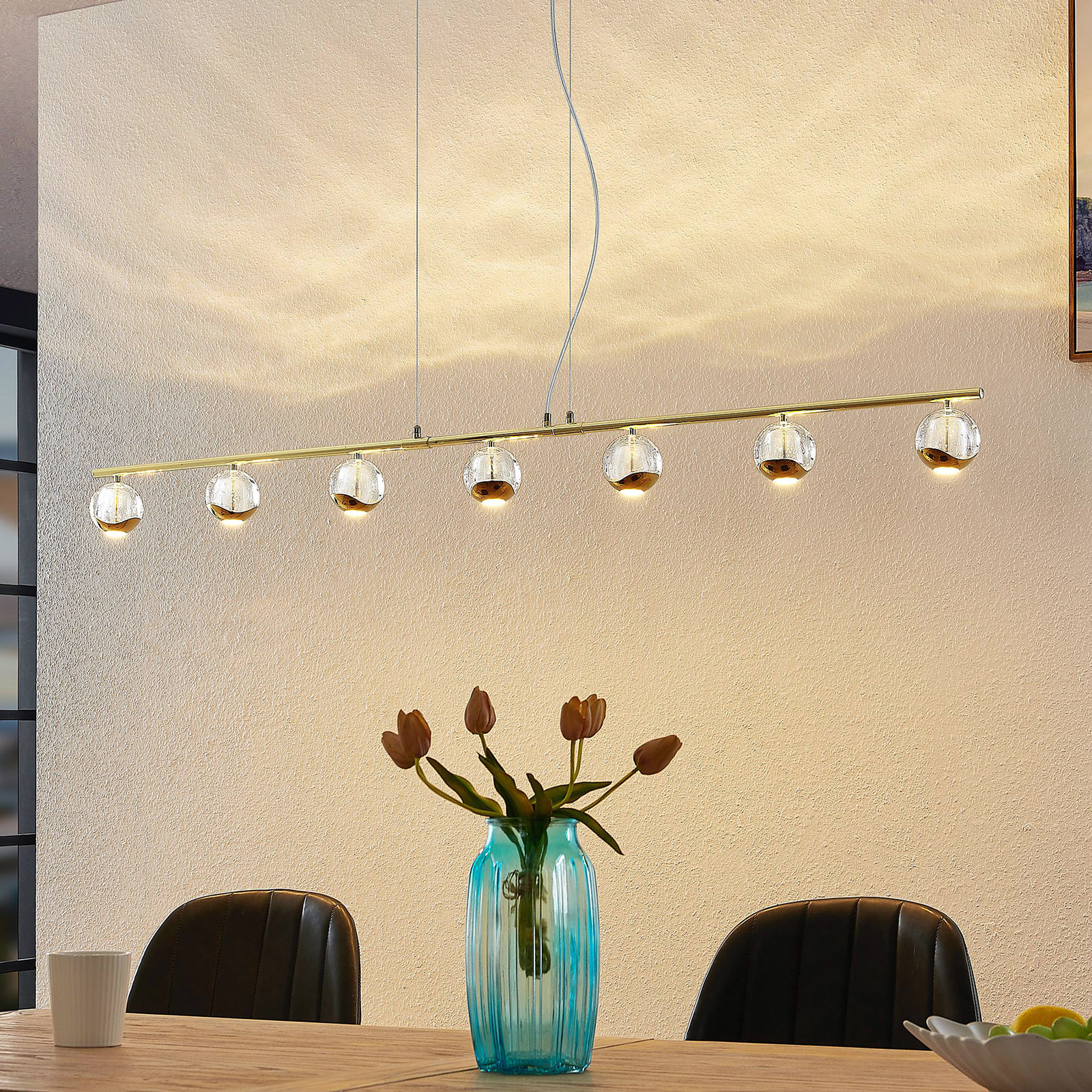 Lucande Kilio lámpara colgante LED, 7 luces, oro