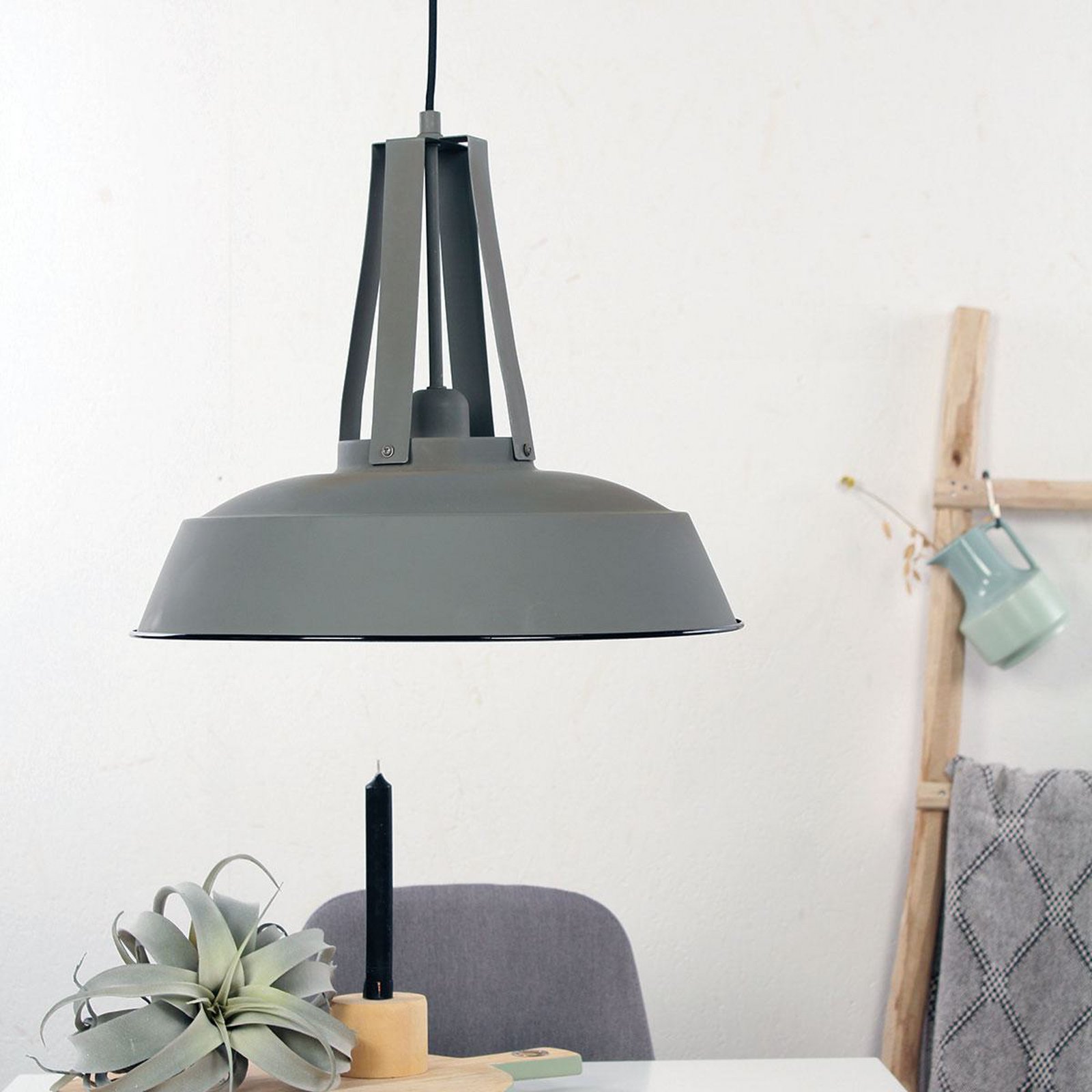 Eden pendant light, grey, metal, E27 socket