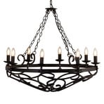 Cartwheel III chandelier, 8-bulb, Ø 80 cm, black, metal