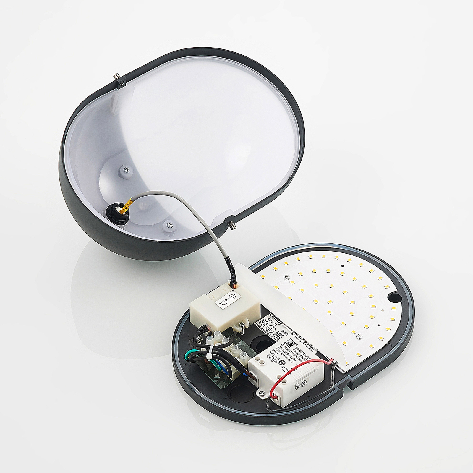 Lindby Dianko LED-Außenwandleuchte, rund, Sensor