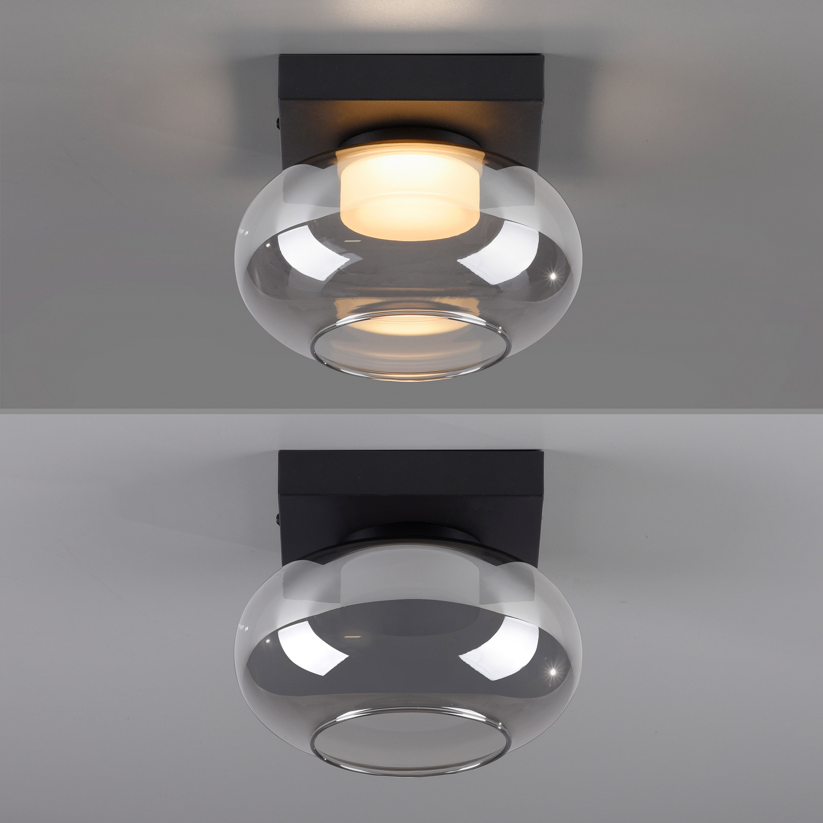 SCHÖNER WOHNEN plafoniera LED Sia, grigio fumo 3.000 K SCHÖNER WOHNEN plafoniera LED Sia, grigio fumo 3.000 K