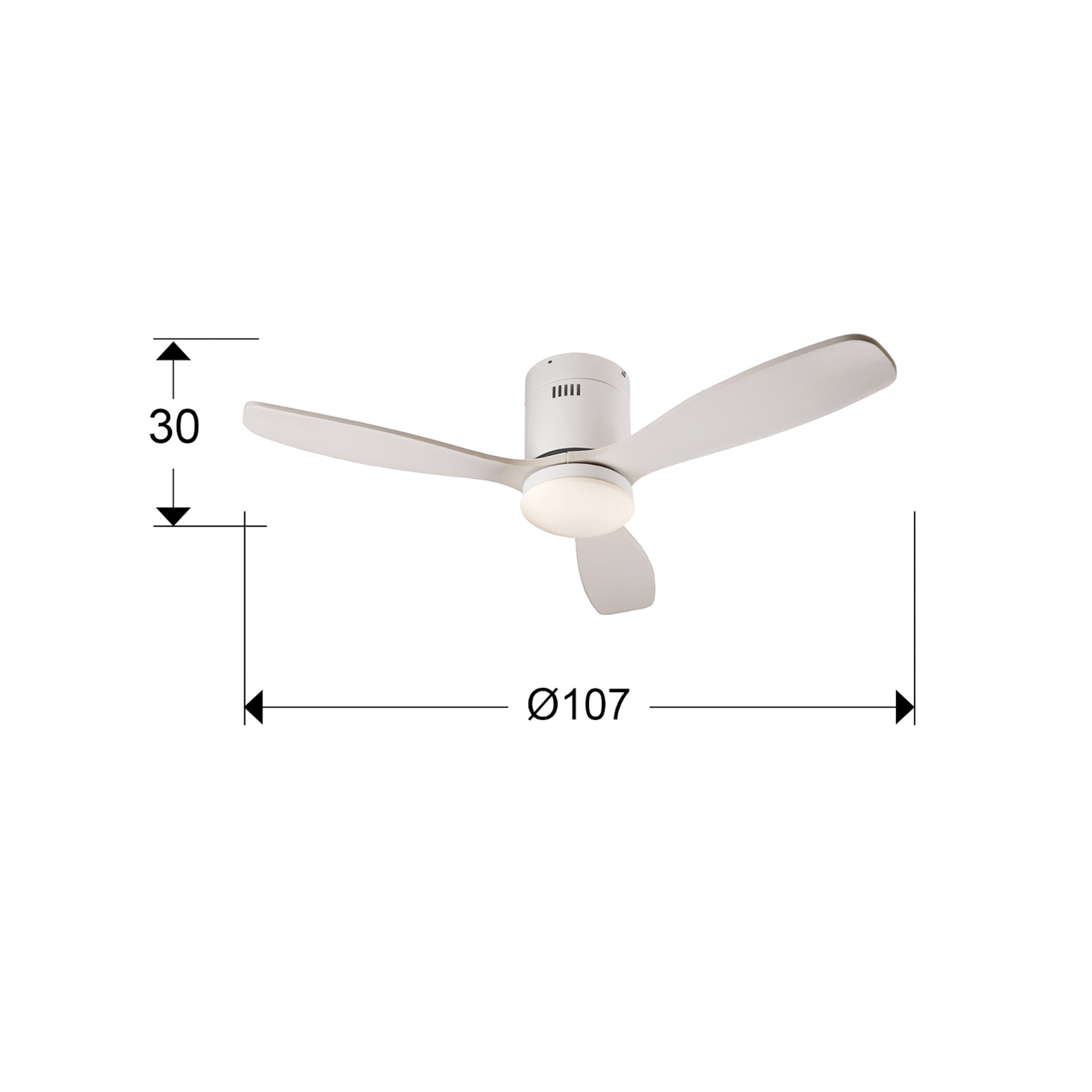 LED stropný ventilátor Siroco Mini, DC, tichý, biely, CCT