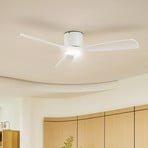 Lucande Smart LED-Deckenventilator Moneno, weiß, DC, Tuya