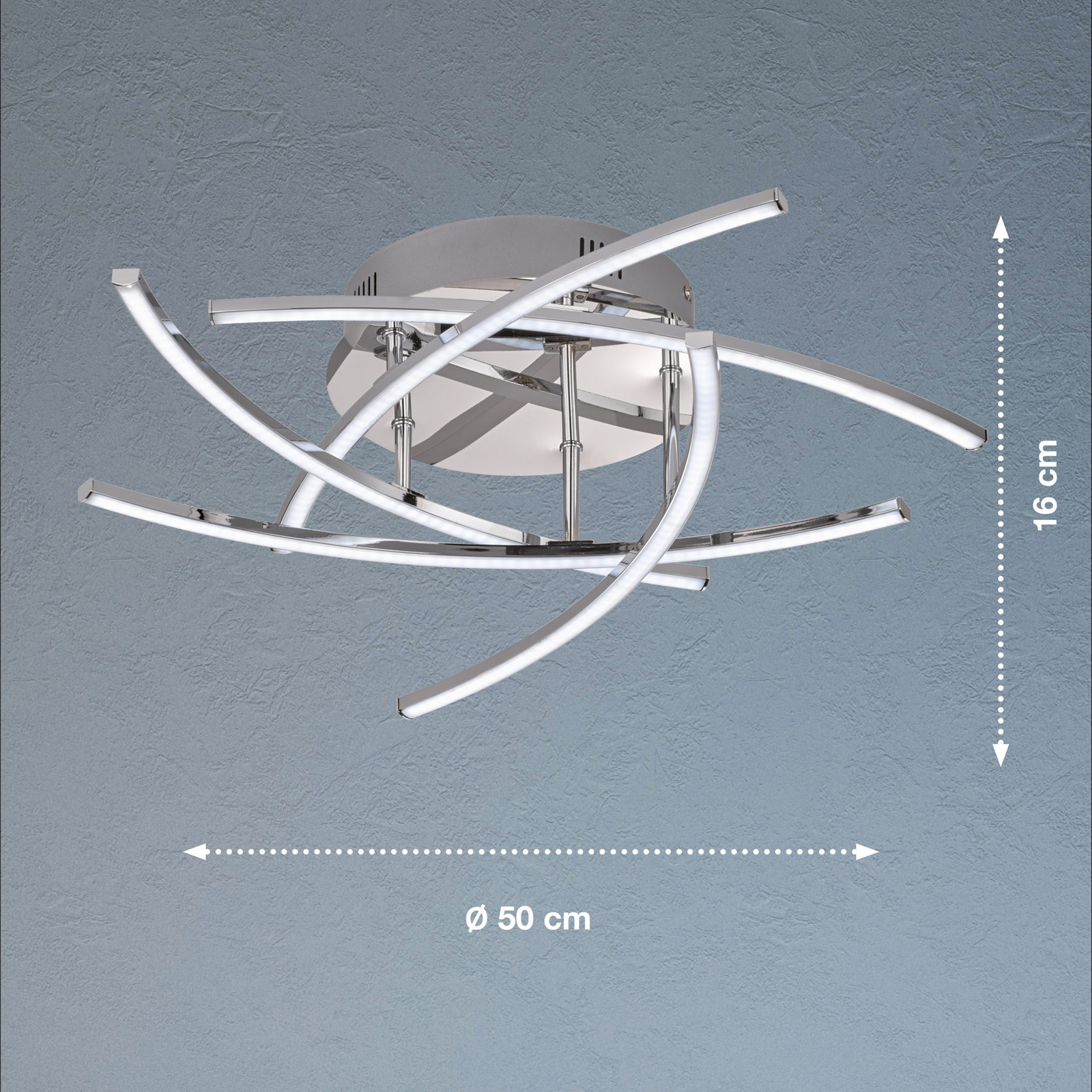 Candeeiro de teto LED Cross tunable branco, 5fl., cromado