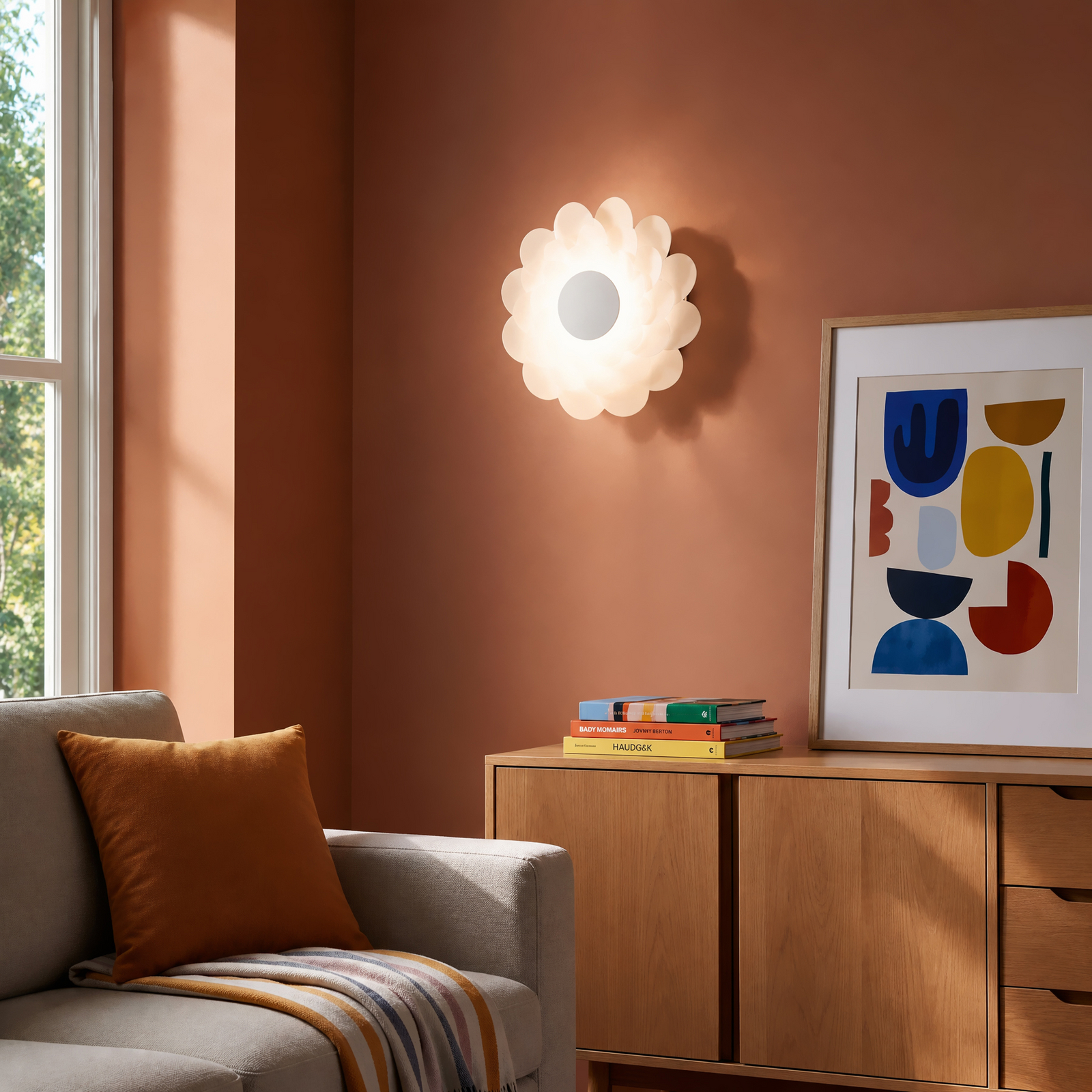 Applique murale LED Bloem, blanche, Ø 40 cm, à intensité variable, plastique - Applique murale LED Bloem, blanche, Ø 40 cm, à intensité variable, plastique -