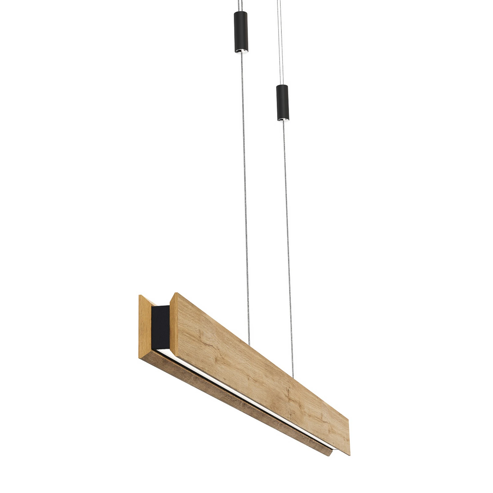 Mexico LED függő lámpa, hossza 114 cm, tölgyfa színű fa, 2 izzós
