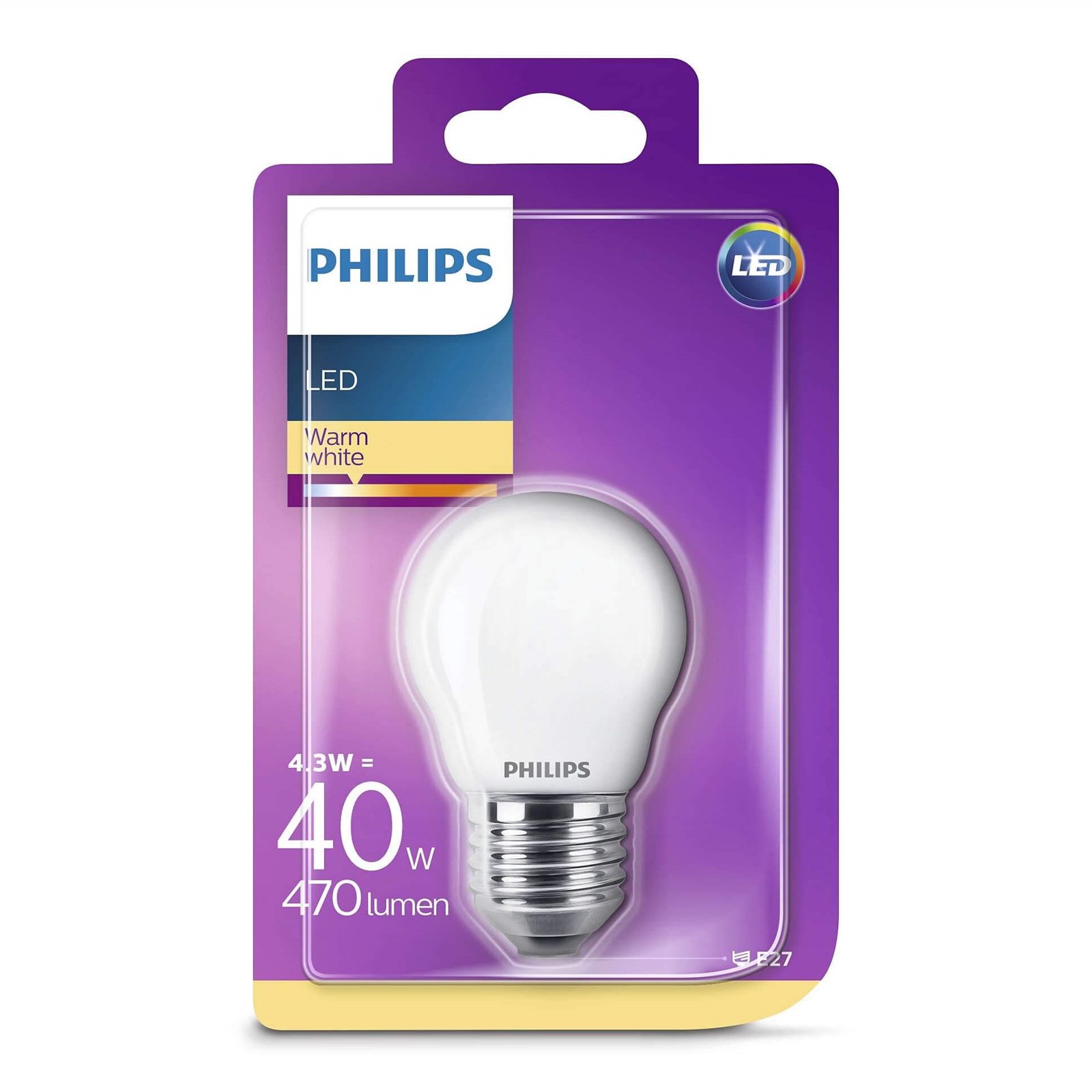 Bec LED 4,3W Glass Crown (470lm) E27 - Philips