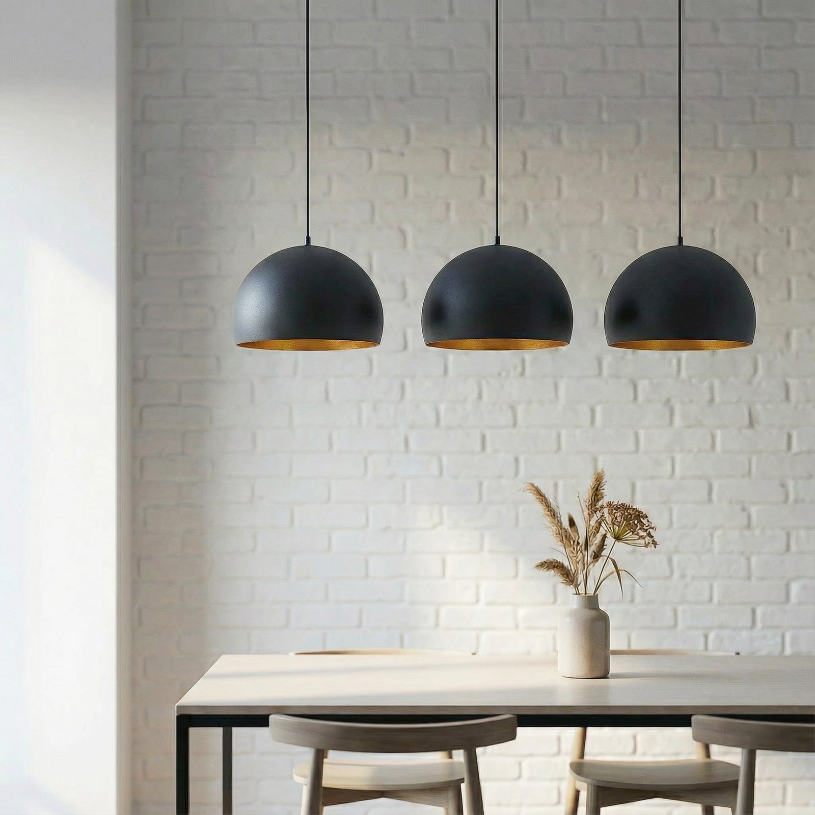 Lampa wisząca Lindby Tarjei, długość 120 cm, czarny/złoty, metal