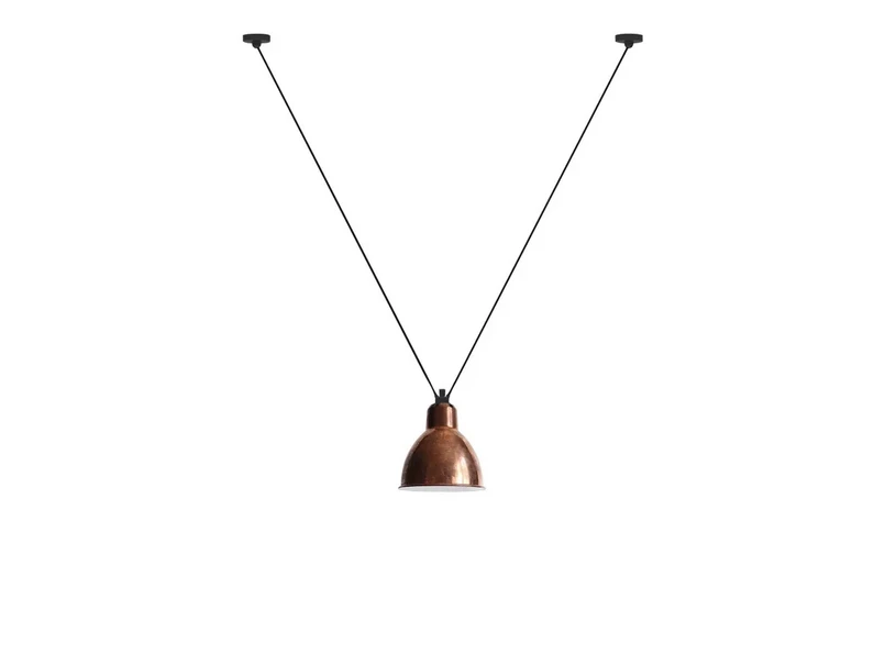 Lampe Gras - 323 XL Suspension Round Raw Copper/White