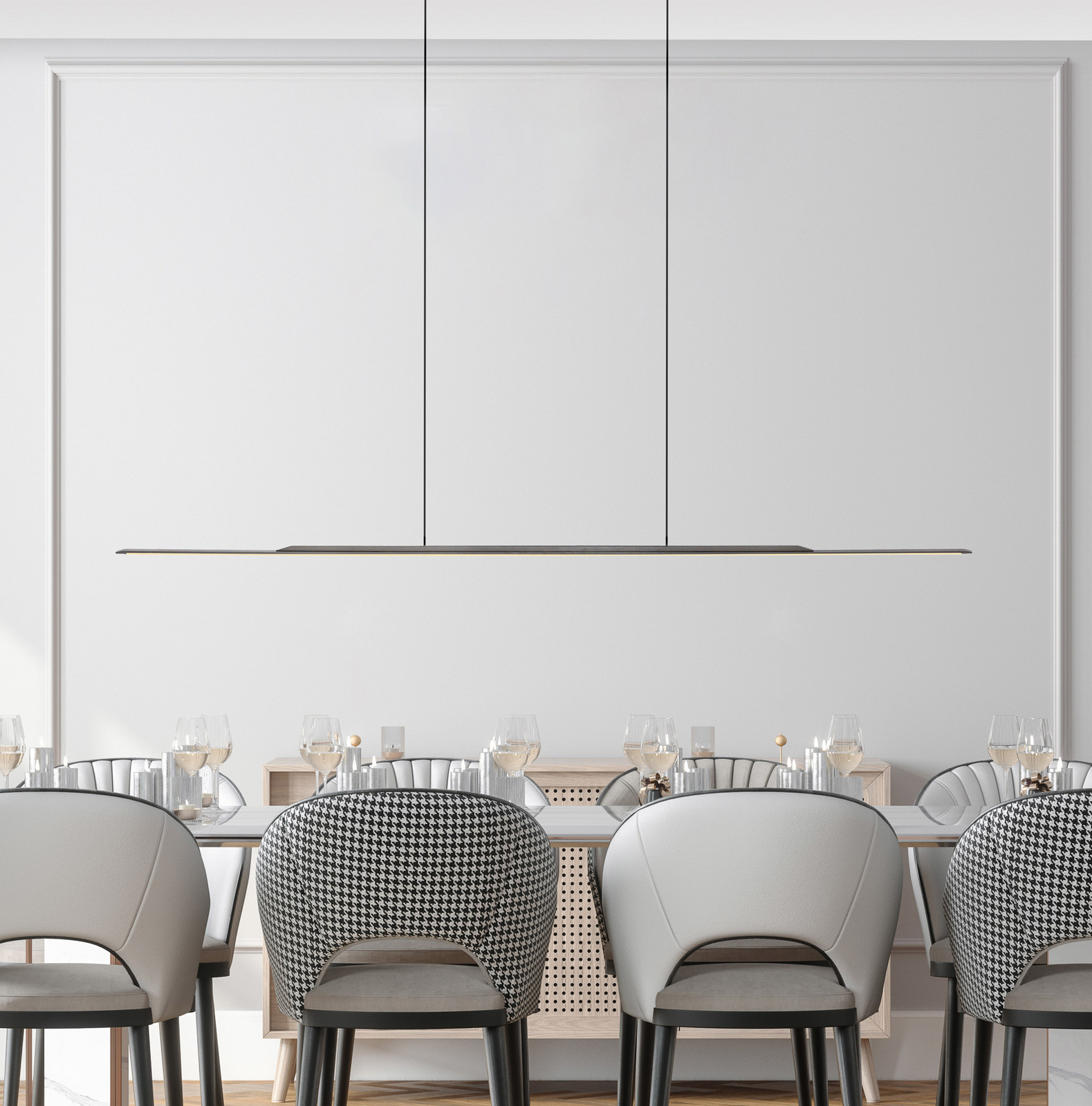 Lampă suspendată PURE Surface LED gri 160 cm aluminiu 3.000 K - Camera de zi / sufragerie - modern
