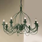 Chandelier FILO, eight-bulb, antique green