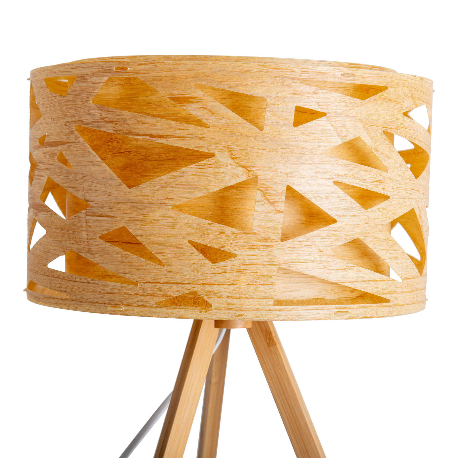 Lampada da tavolo Finja con treppiede di bambù