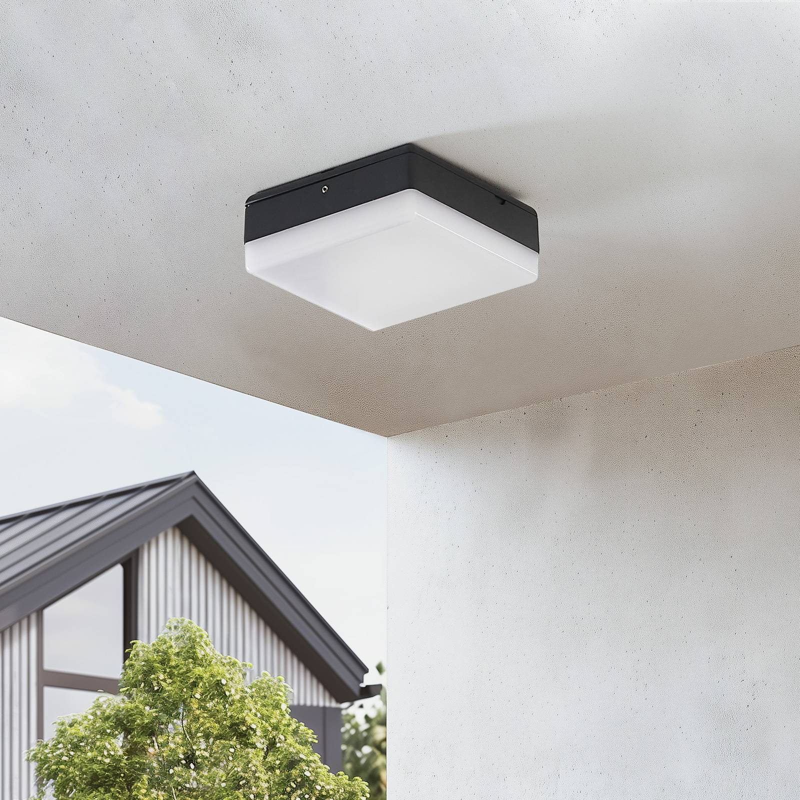 Lucande lampa sufitowa LED Thilo, 16cm, antracyt, czujnik, IP54
