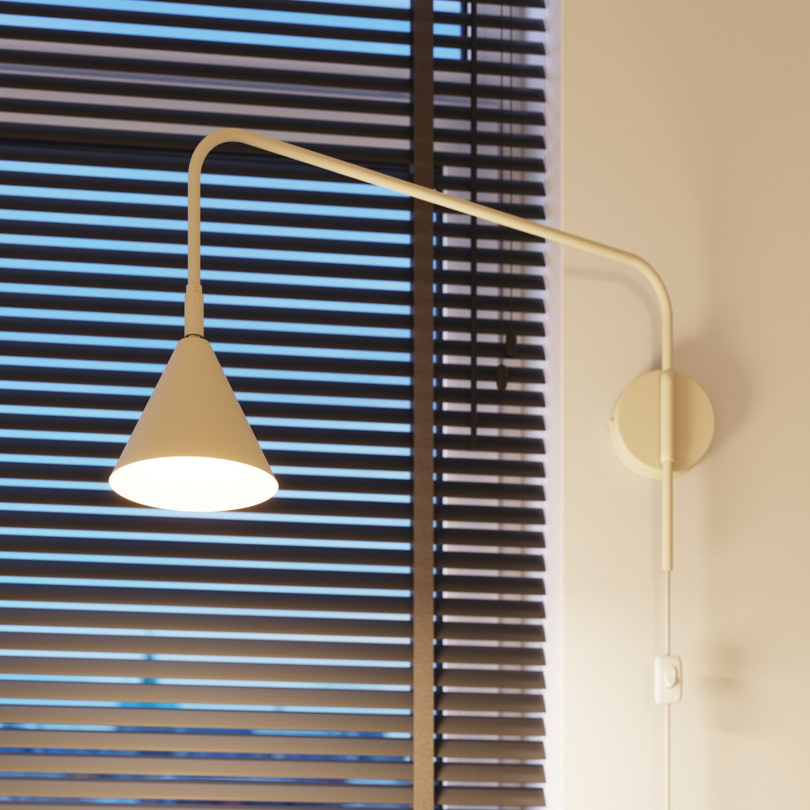 Wandleuchte LYS, beige, Ø 14 cm, Metall, Stecker, E14