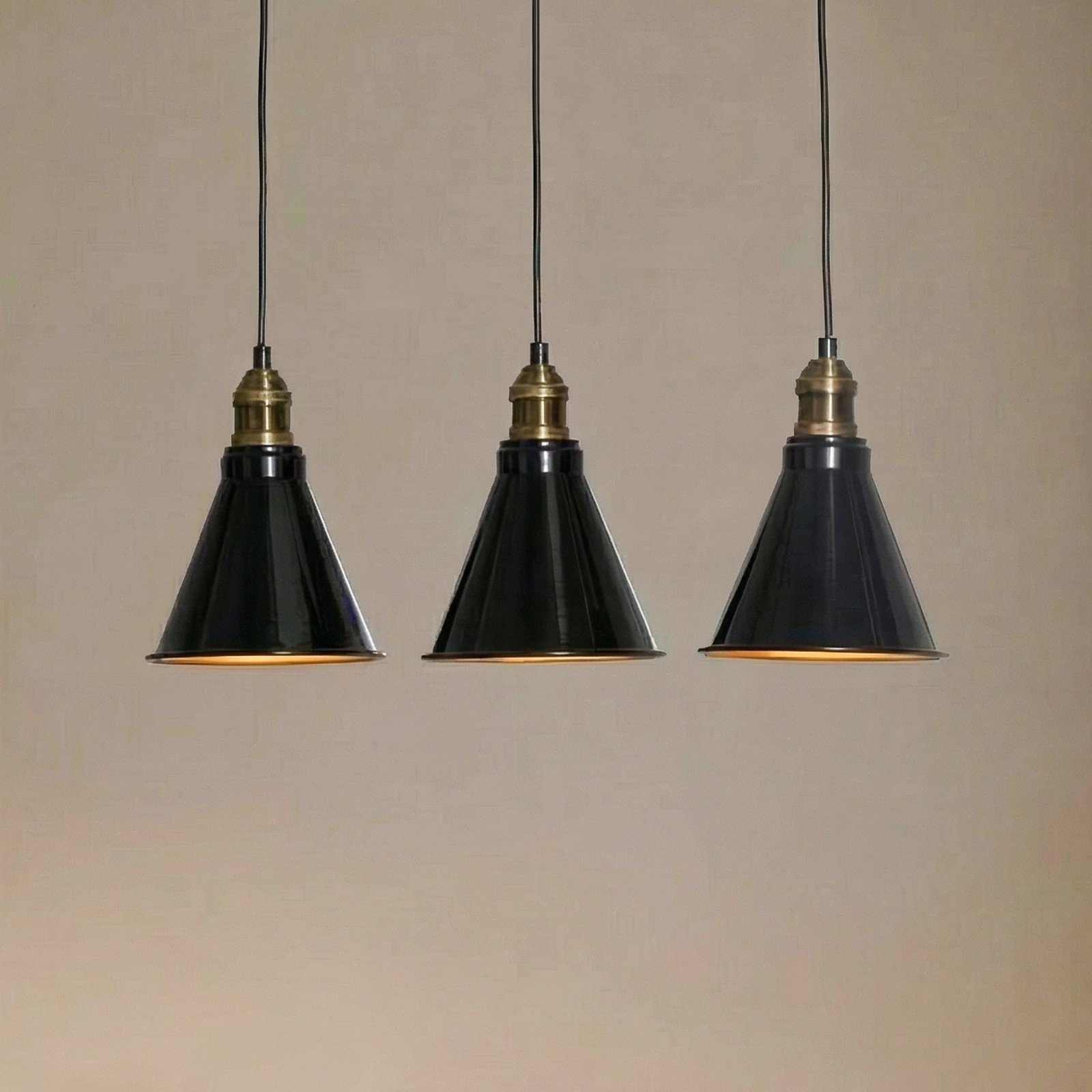 Lampada a sospensione Berceste 251-S1 a 3 luci nero/oro