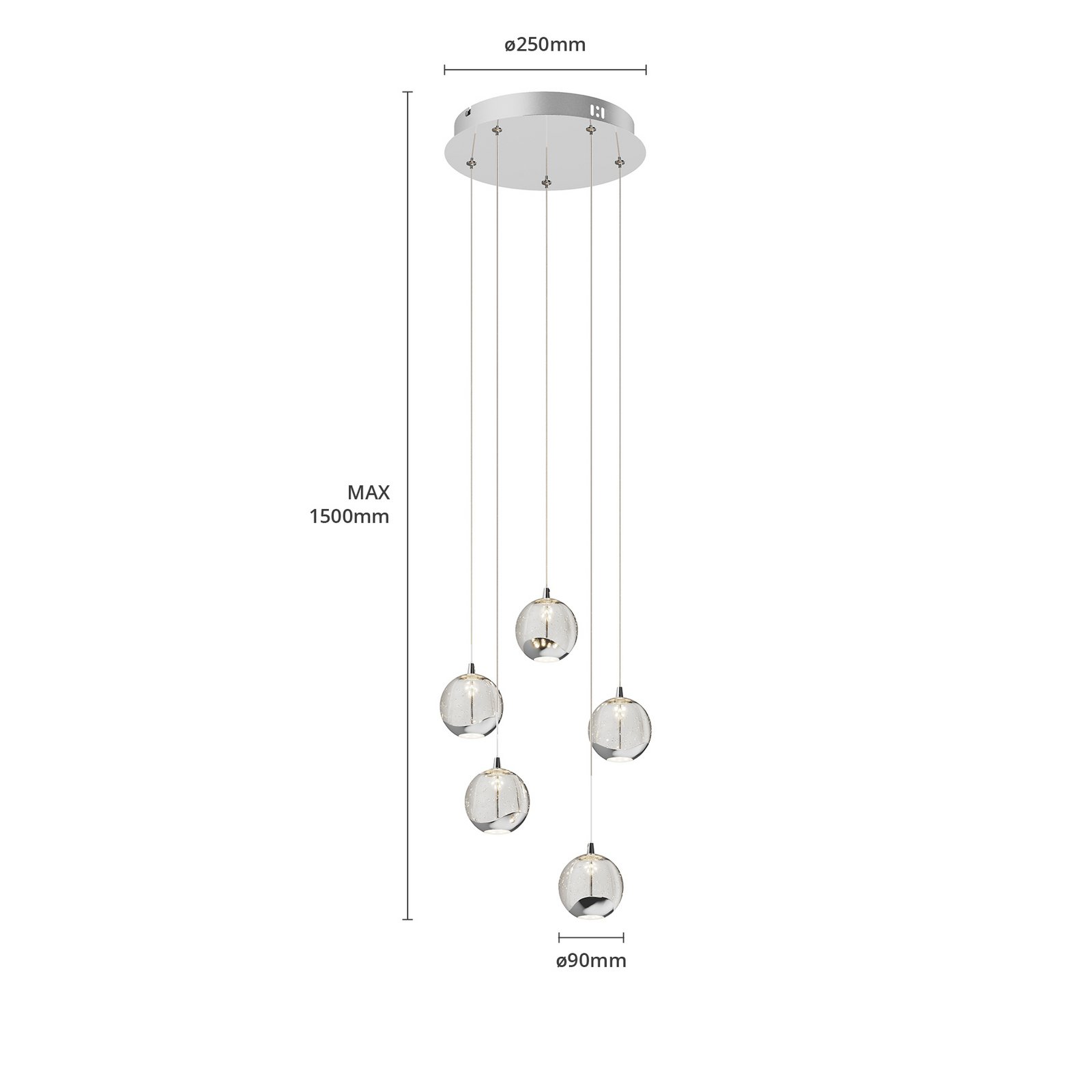 Hayley 5 Taklampa Clear/Chrome - Lucande