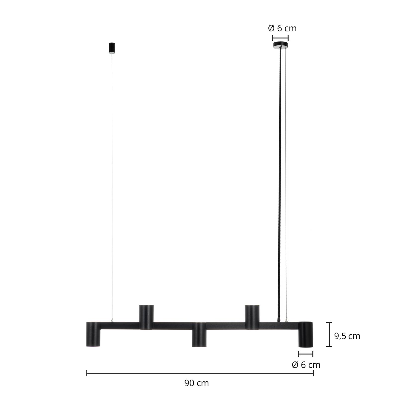 Lampa wisząca Arcchio Brinja, czarna, 120 cm, 5-punktowa, GU10