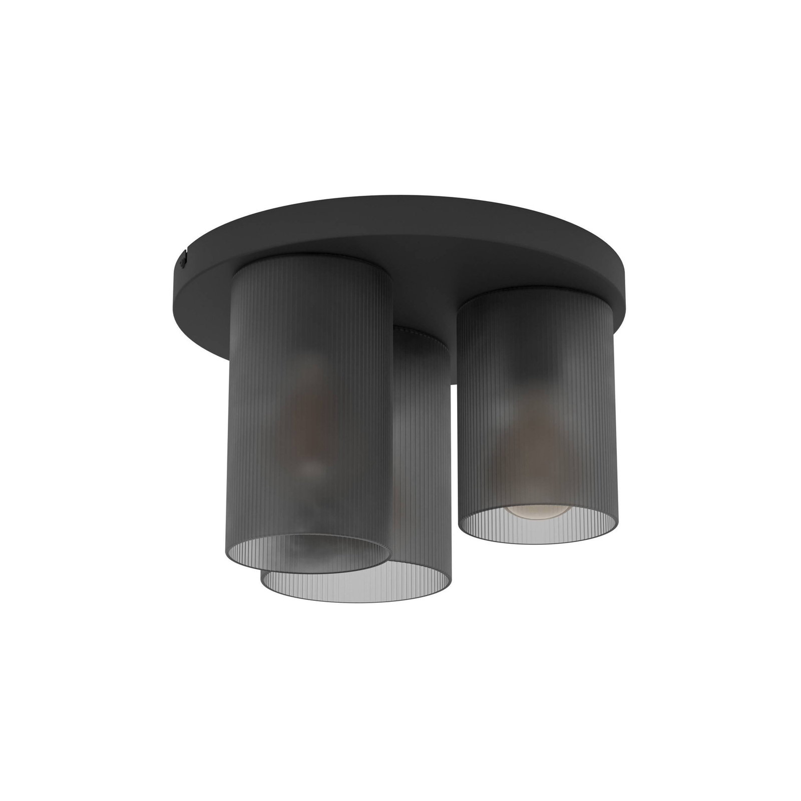 Deckenlampe Colomera, Ø 35 cm, schwarz/grau, 3-flg., Glas