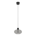 Suspension Dasmina, Ø 25 cm, gris fumé/noir, verre, E27