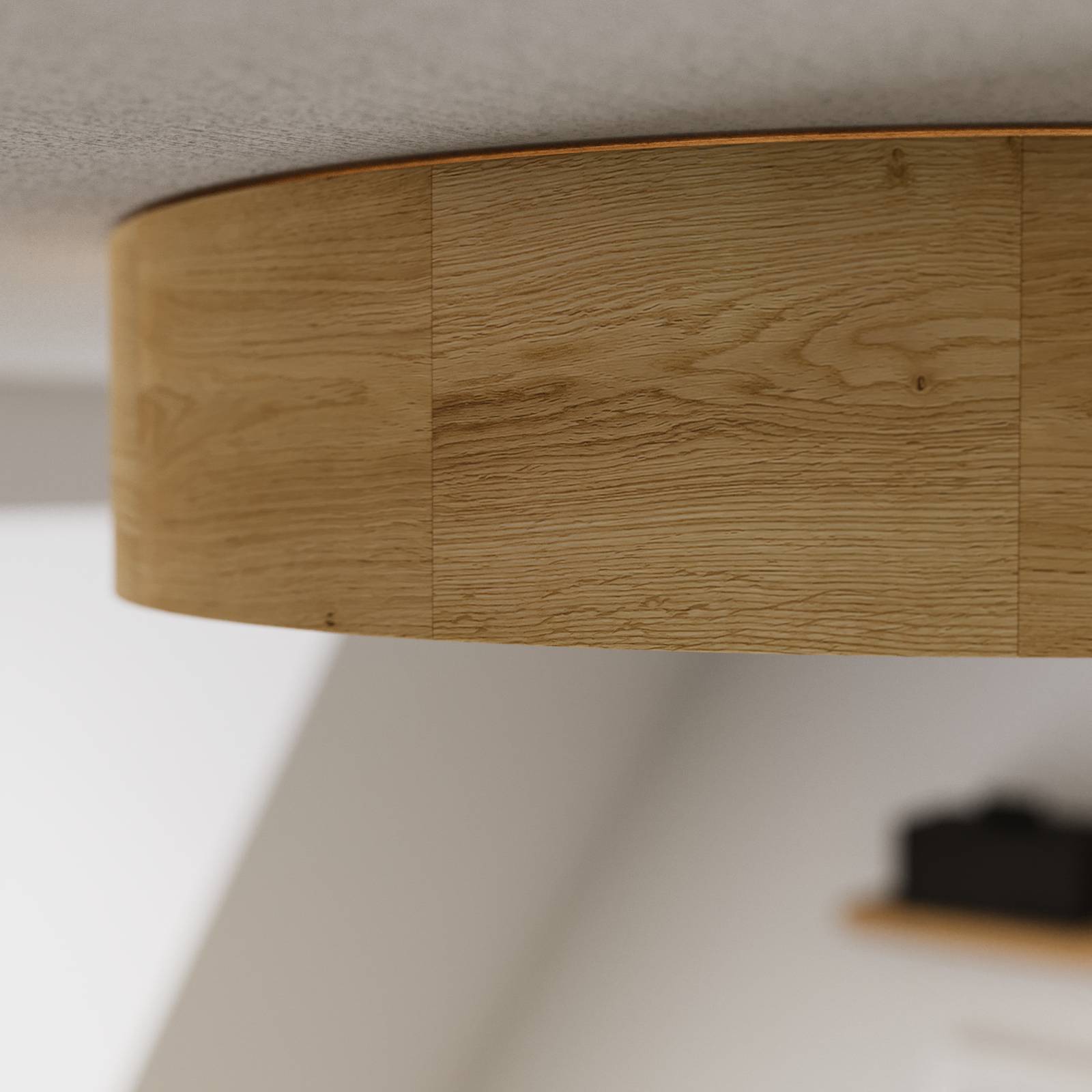 Envostar Lampa sufitowa Kerio, Ø 37 cm, drewno dębowe naturalne