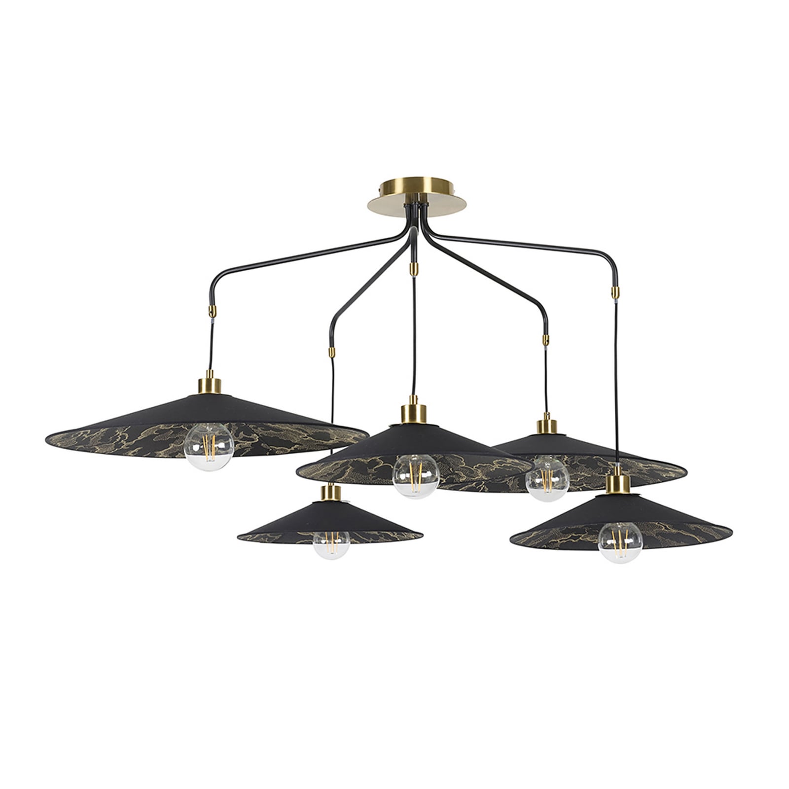 MARKET SET piekaramā lampa Gatsby, melna kumo, 5 spuldzes, E27 MARKET SET piekaramā lampa Gatsby, melna kumo, 5 spuldzes, E27