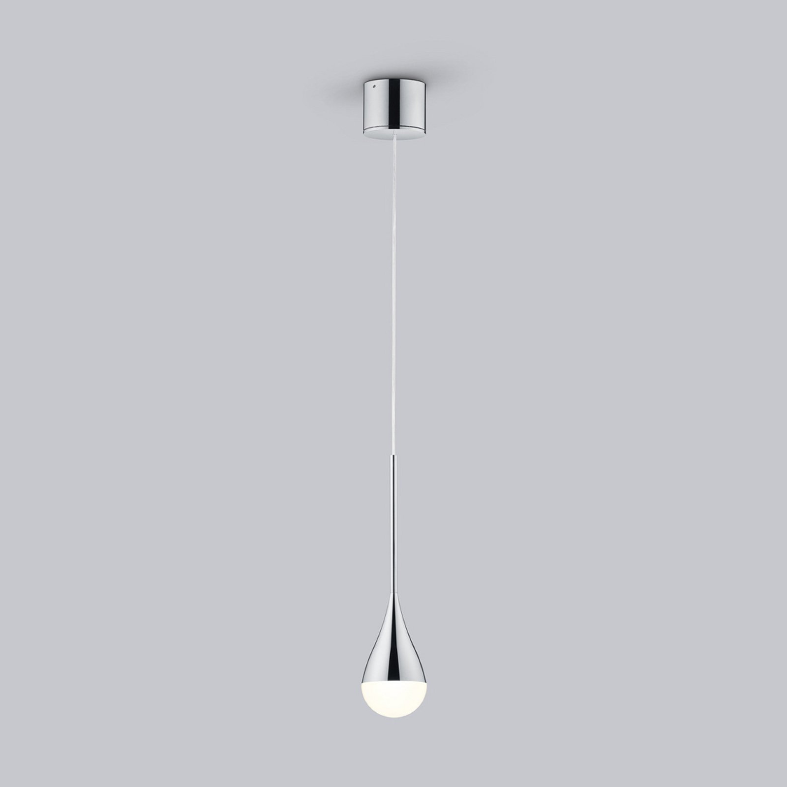 Helestra LED-Pendelleuchte DUC, chrom, IP44, Ø 7 cm