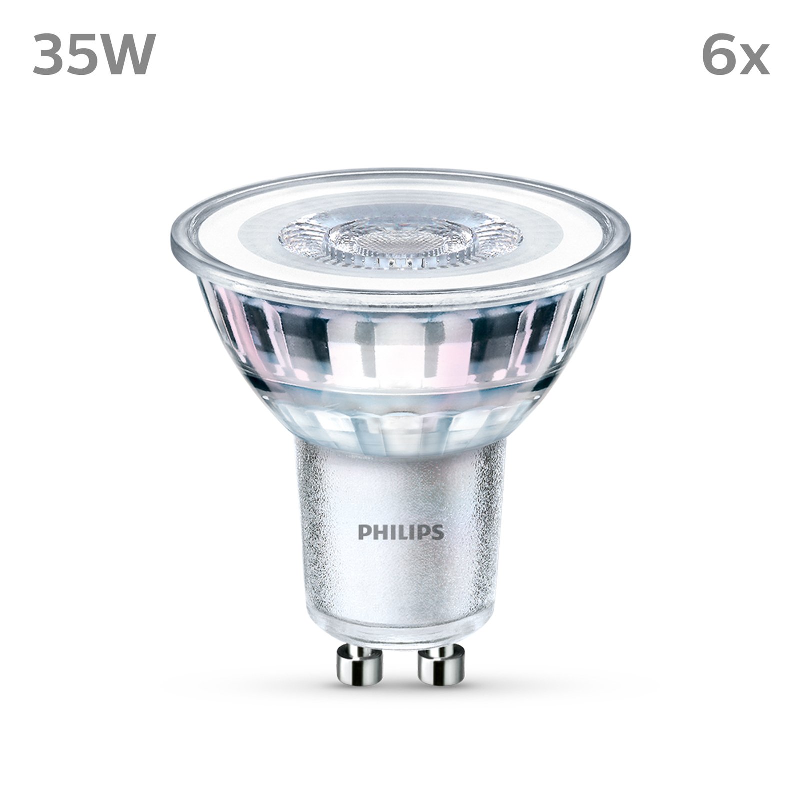 Philips LED-Lampe GU10 3,5W 255lm 827 klar 36° 6er