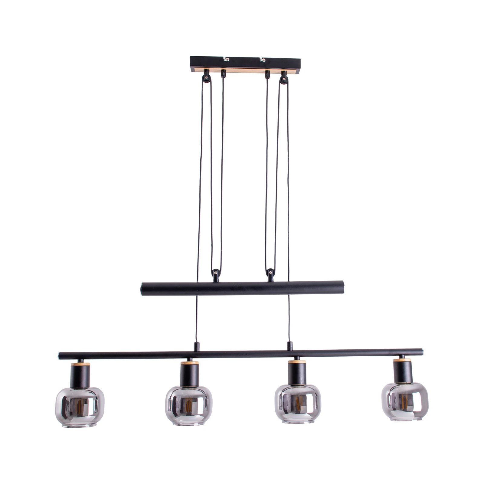 Colgante lineal Fumoso 4 luces negro/gris humo