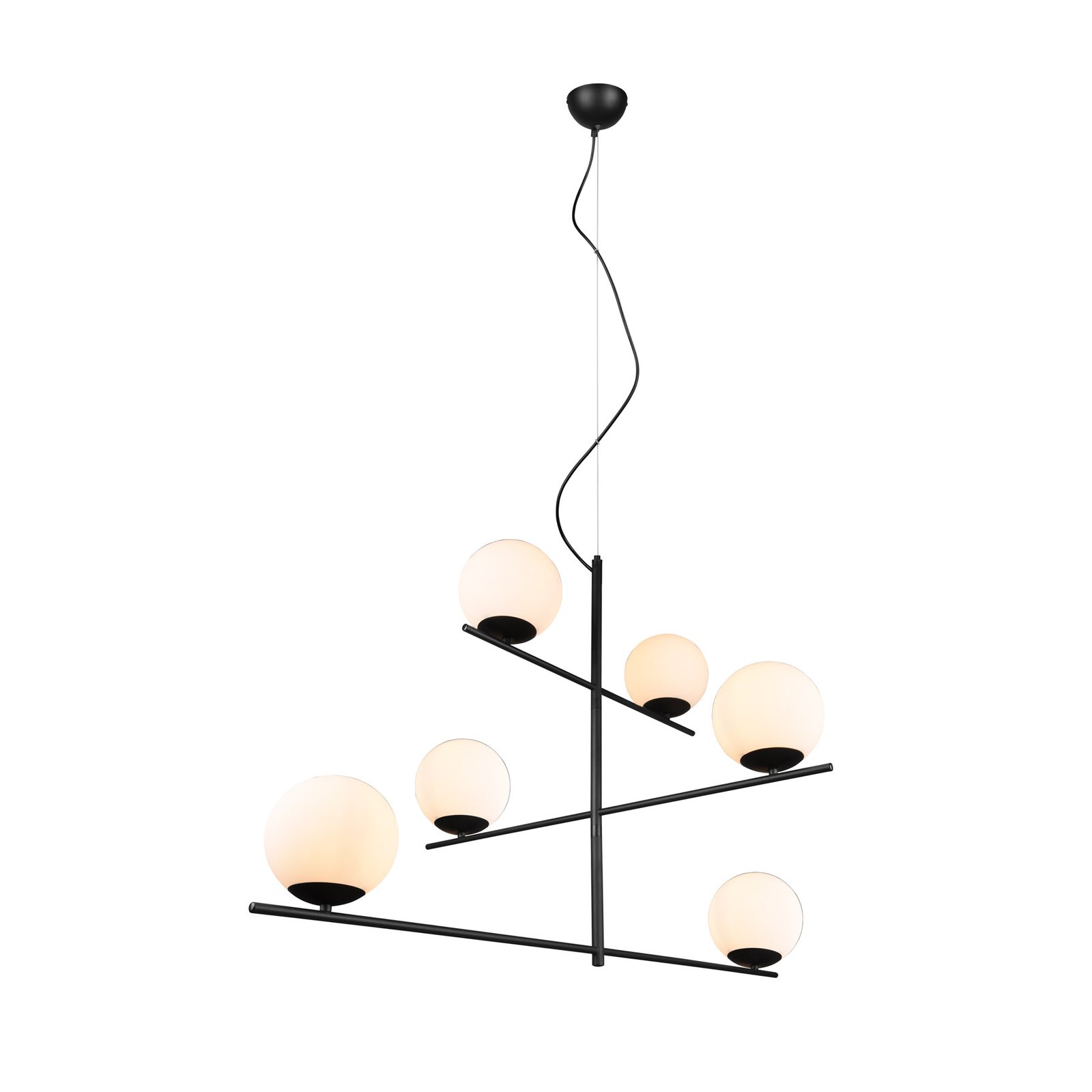 Hanglamp Pure zwenkarmen 6-lamps zwart/wit