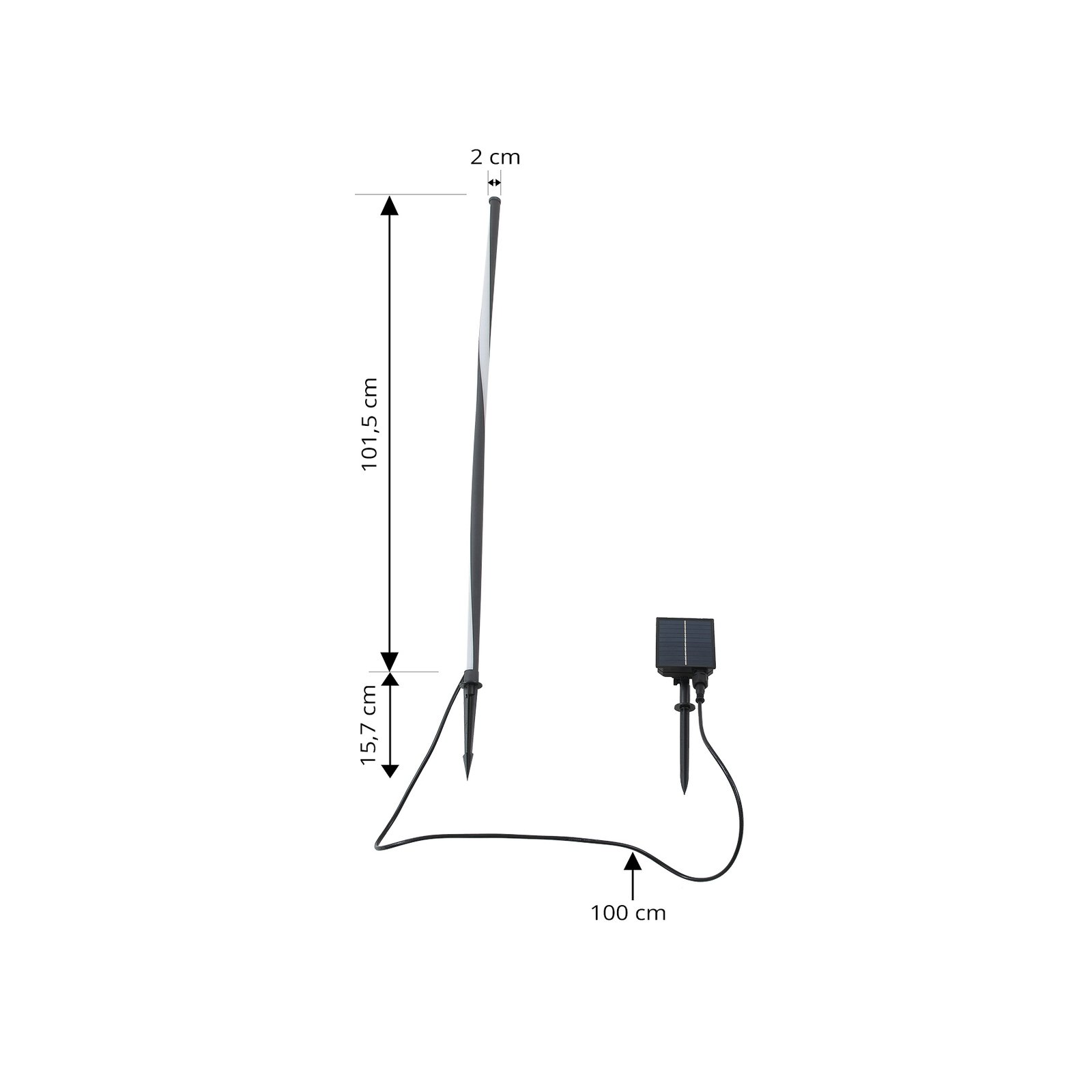 Sabriel Straight Solcellelampe Sort - Lindby