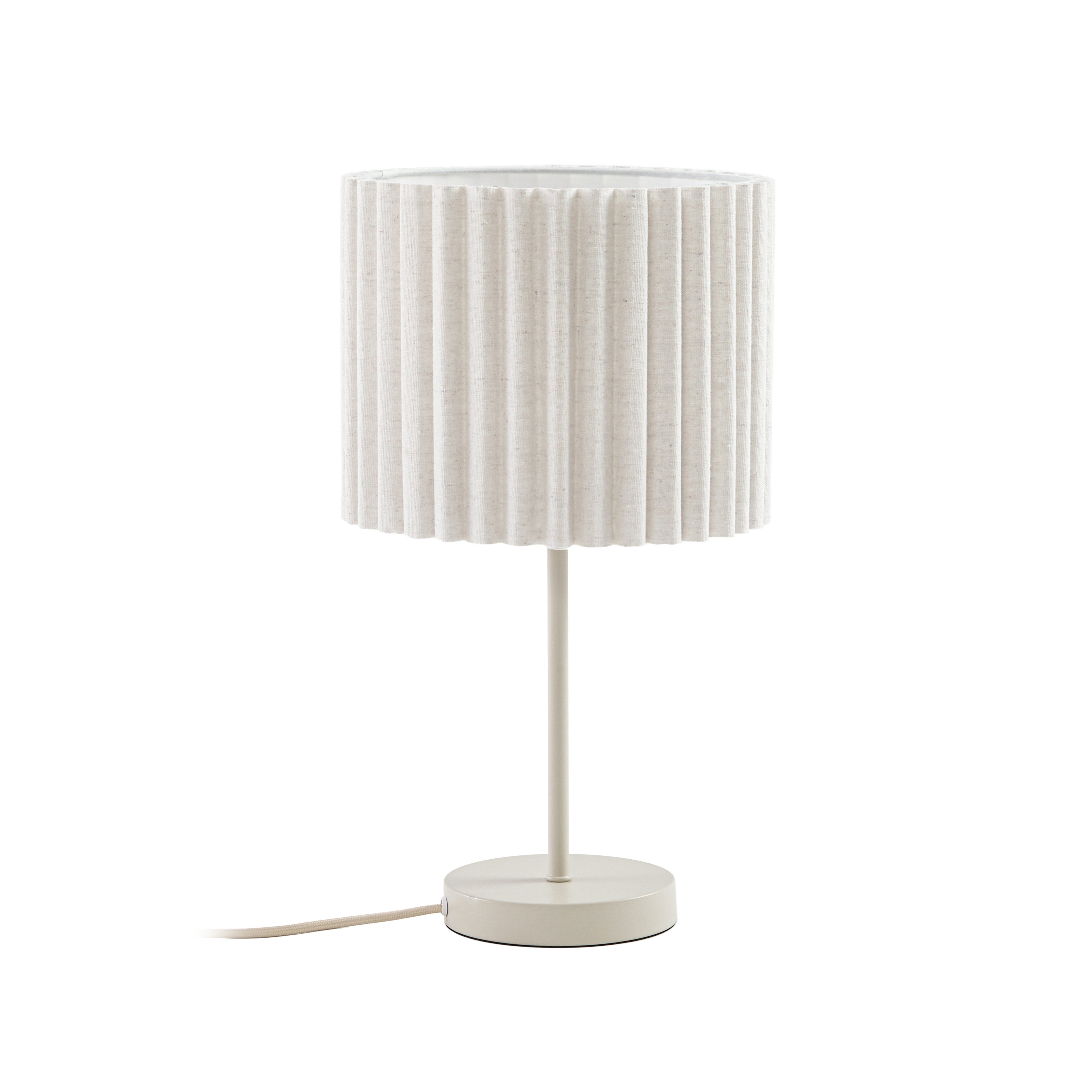 Lampa de masă Libbie, înălțime 45 cm, pânză, crem, E27 - Lindby