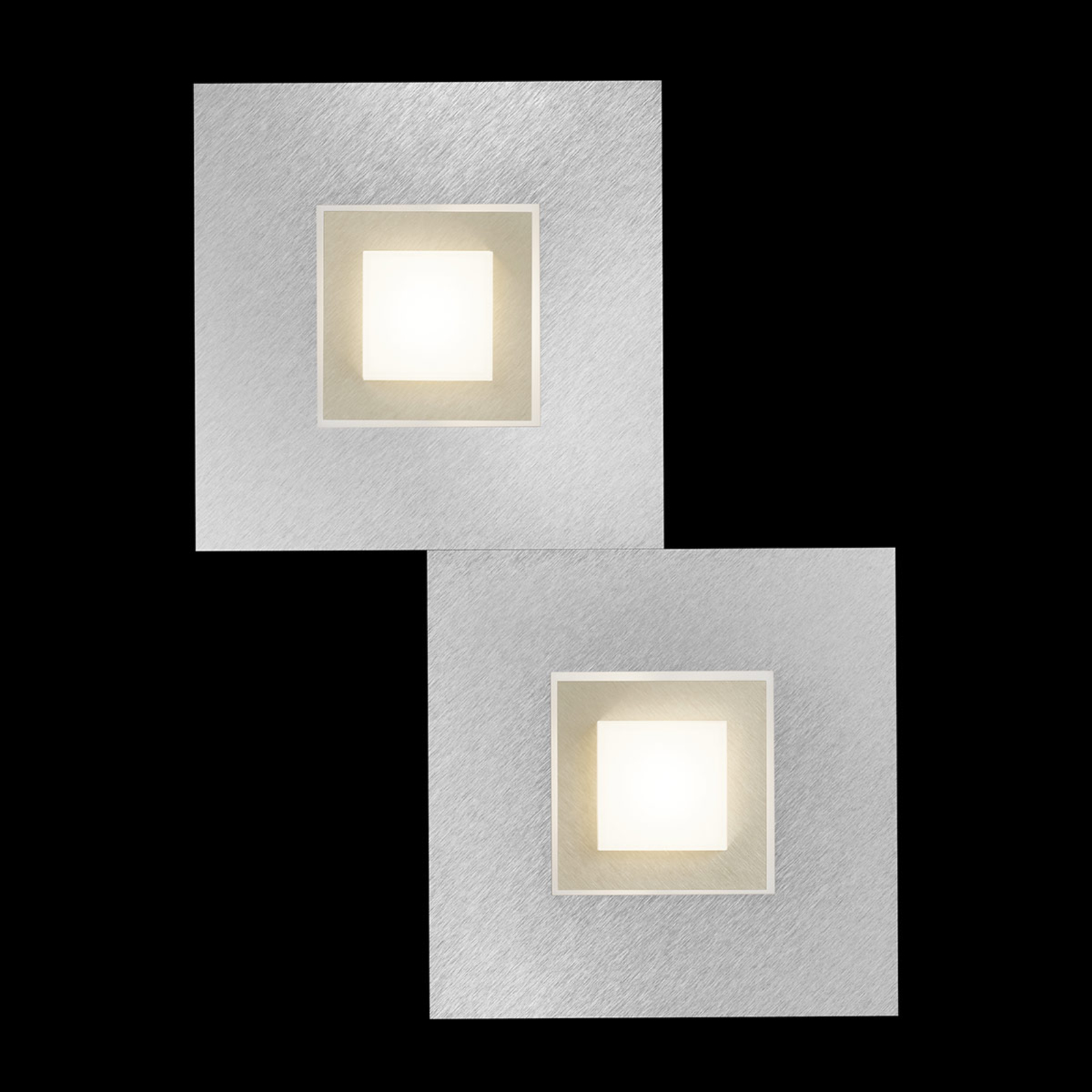 Grossmann GROSSMANN Karree LED wall light, 2-bulb champagne, for Living / Dining Room, aluminium, acrylic, 6.4 W, energy efficiency: A+, W: 40 cm, H: 30 cm