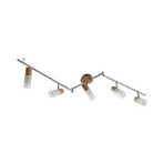 Lindby Deckenstrahler Christoph, 130 cm, 4-flg., Holz, Glas