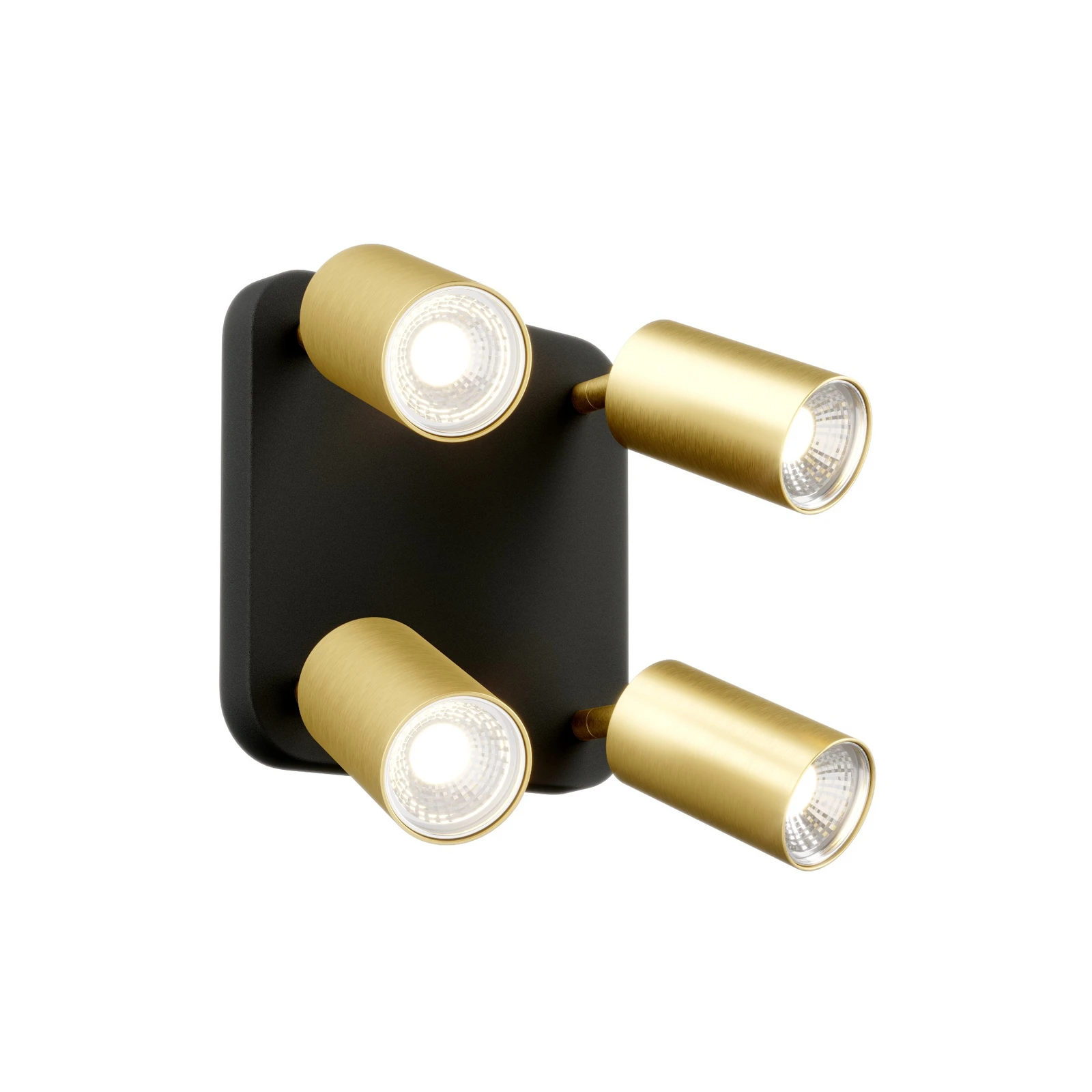 Candeeiro de teto Eye Spot com quatro lâmpadas, preto/latão