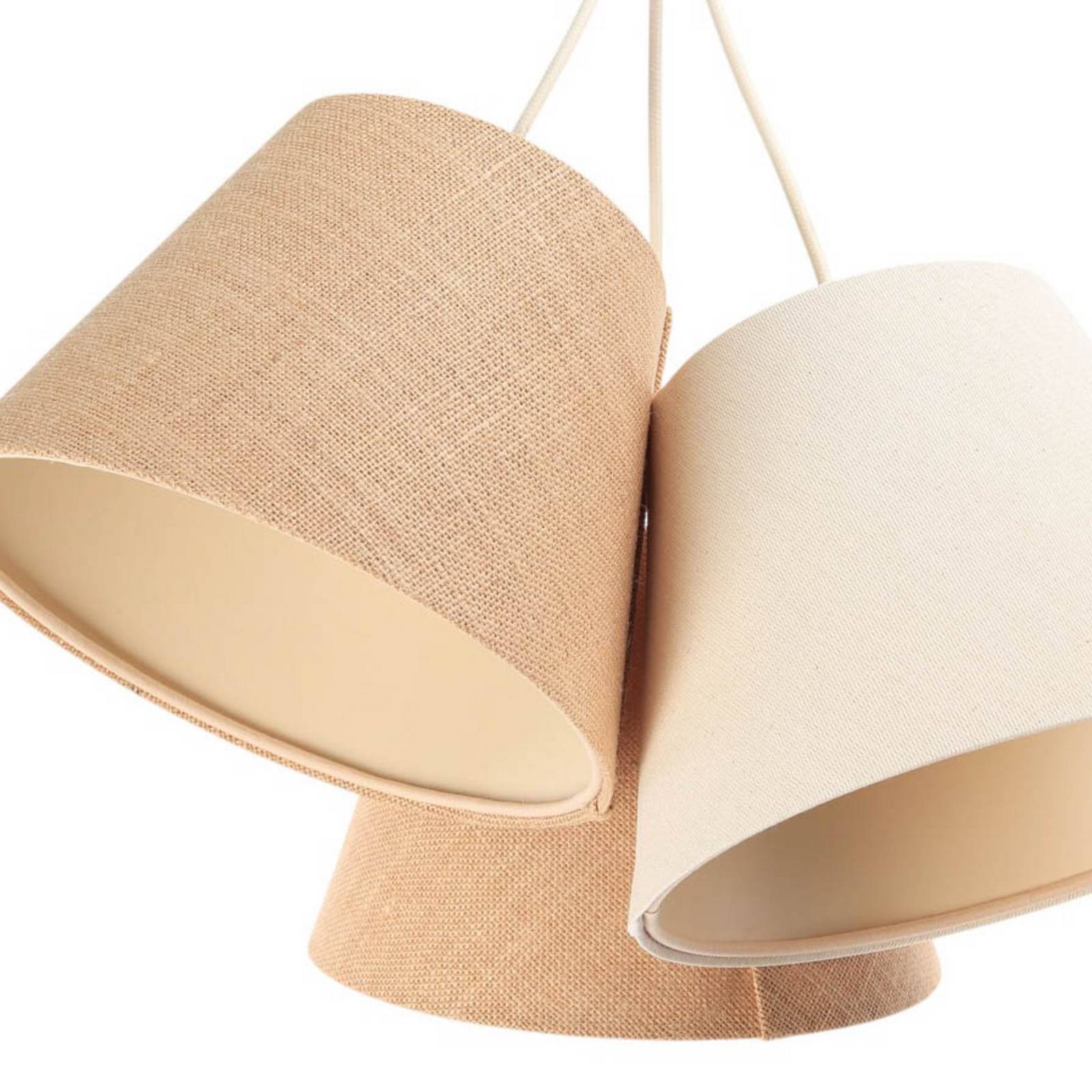 Lampa wisząca Boho, 3-punktowa, kremowy/beżowy, juta