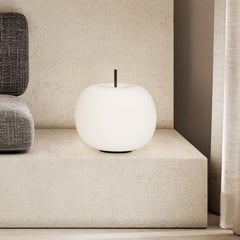 kdln lampada da tavolo Kushi, nero/bianco, Ø 33 cm, vetro