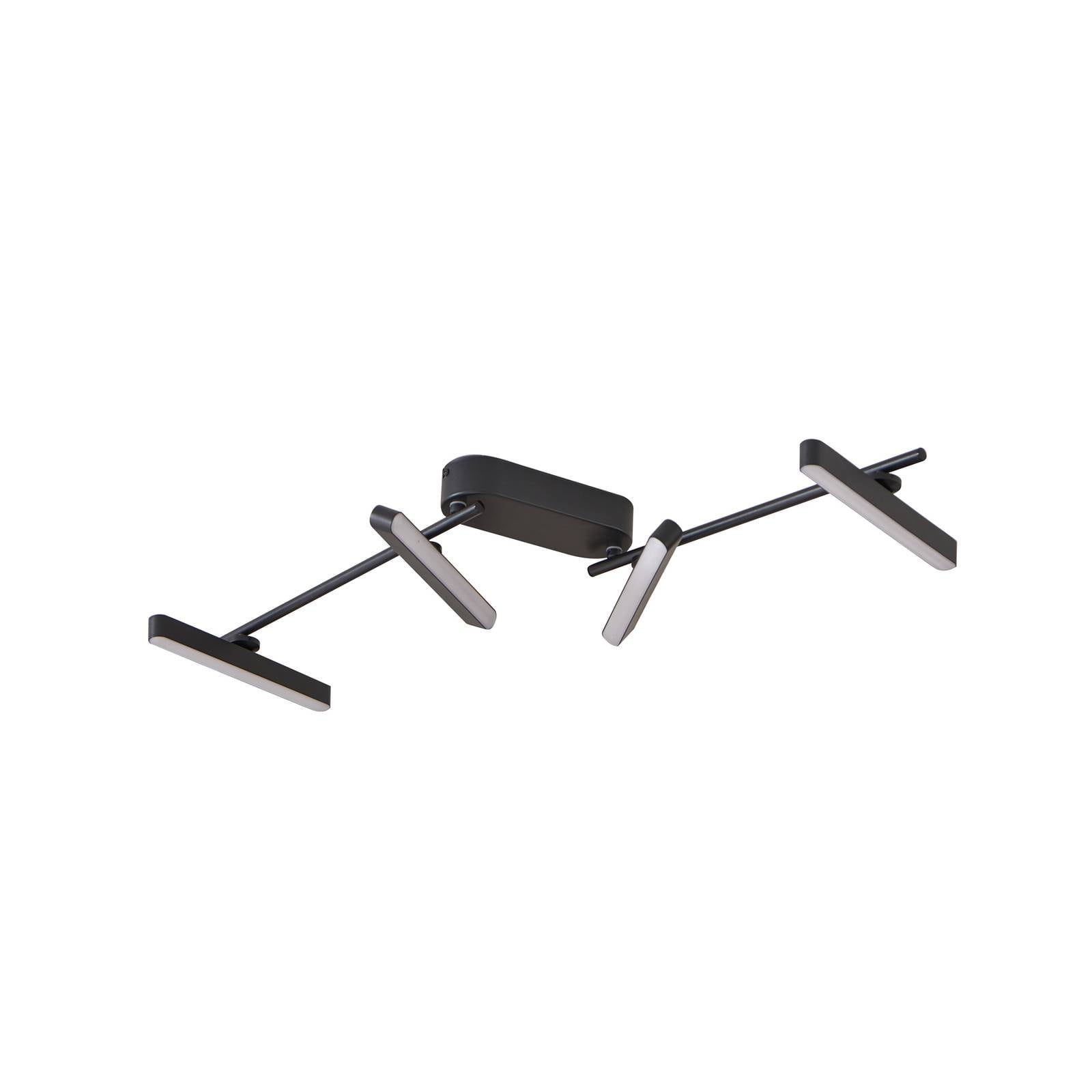 Lindby LED-Deckenleuchte Eldrin, 4-flg., schwarz,Lichtleiste