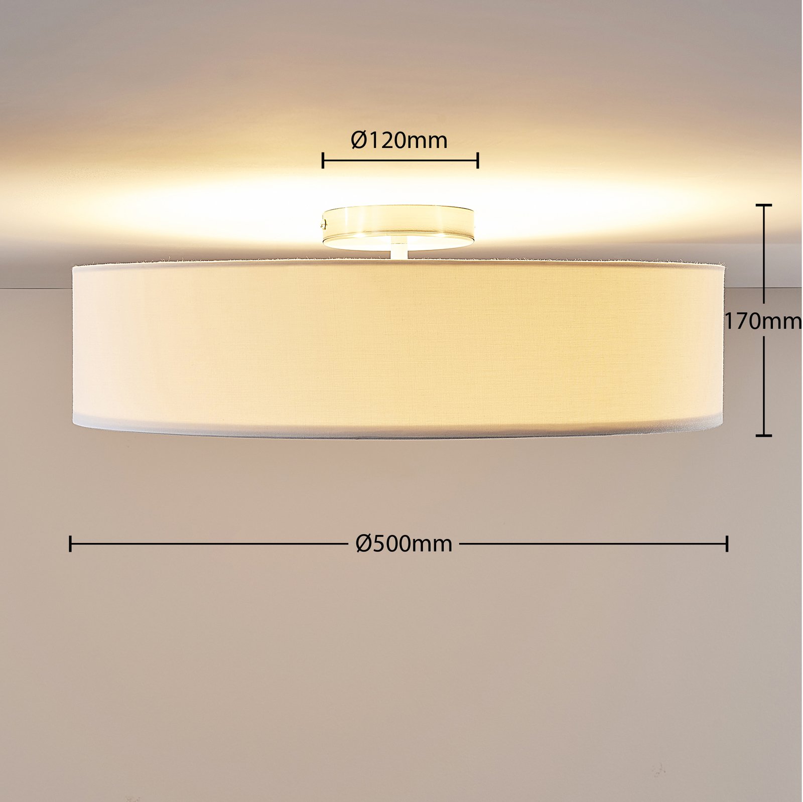 Plafondlamp Sebatin, E27, 50 cm, wit