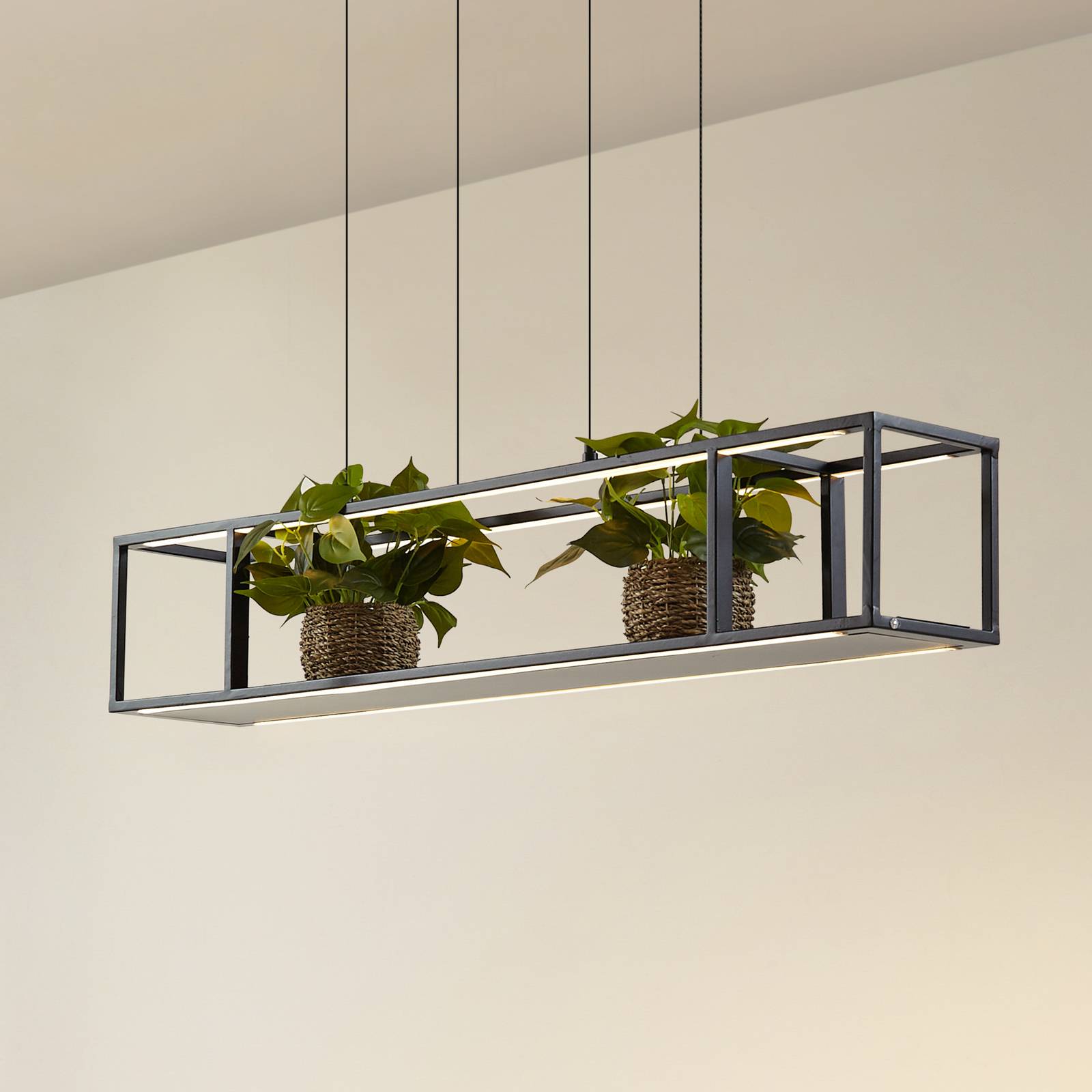 Lucande LED-Hängeleuchte Estante, schwarz, dimmbar, CCT günstig online kaufen