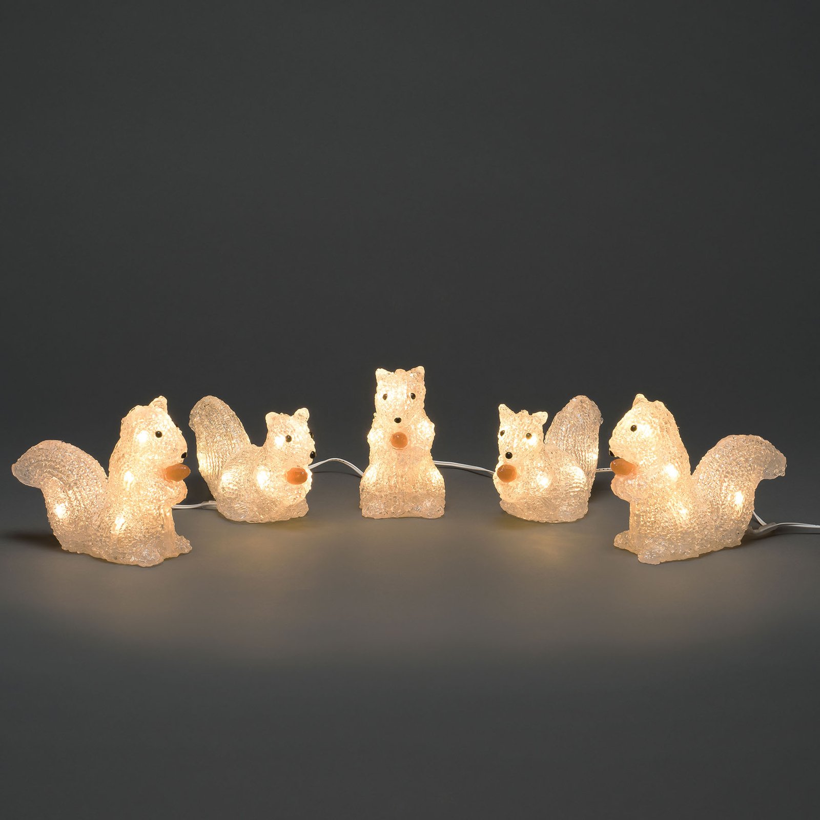LED-Leuchtfiguren Eichhörnchen für außen, 5er-Set