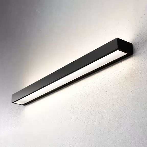 Lampenwelt LED-Wandleuchte Mera, Breite 80 cm, schwarz, 3000K