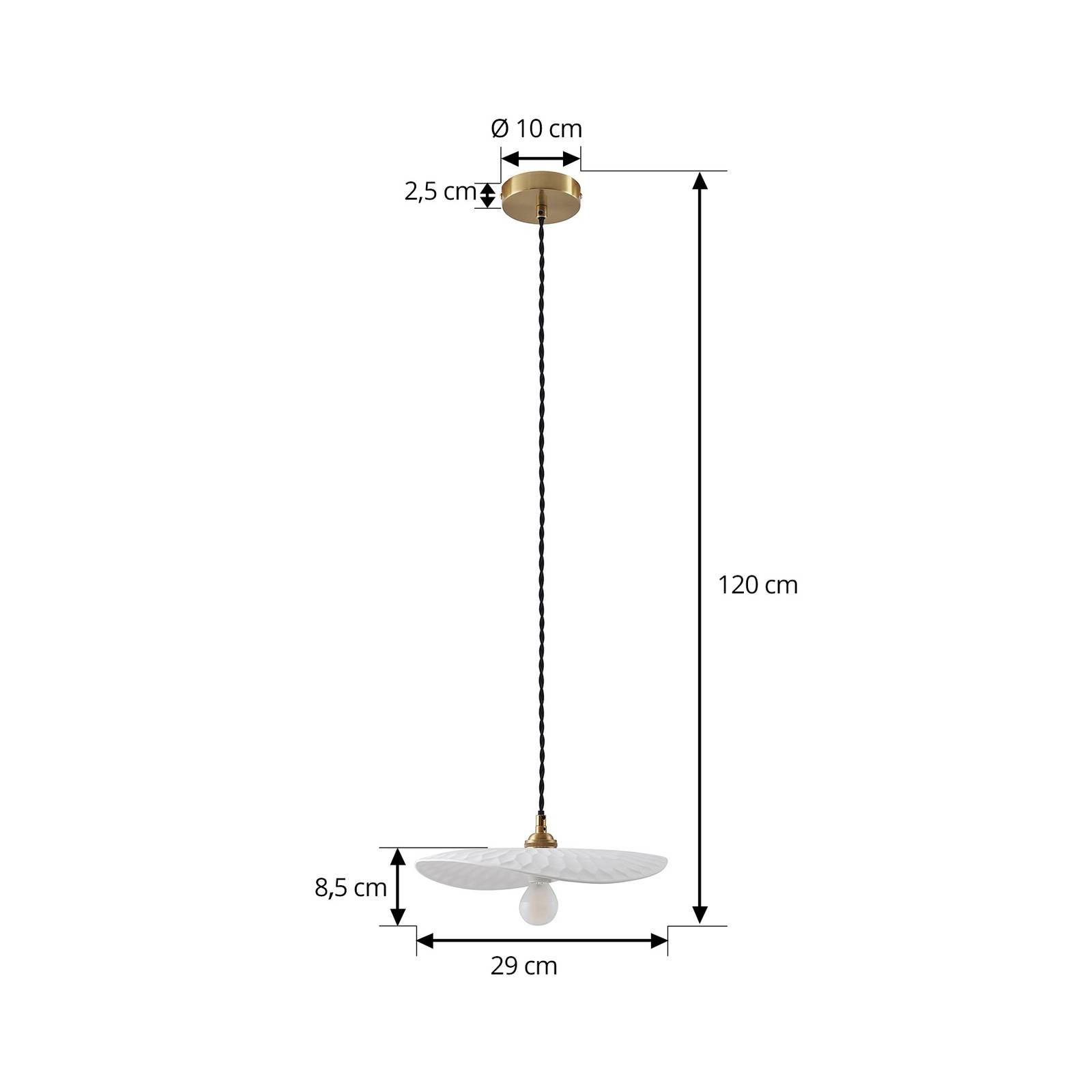 Lampa wisząca Annira, Ø 29 cm, ceramika, biały/mosiądz