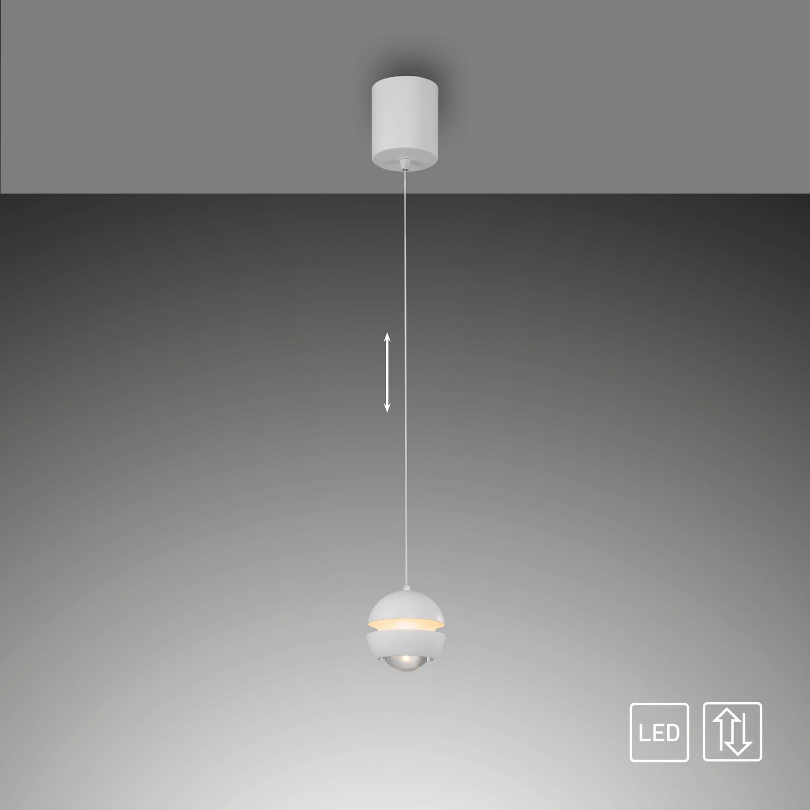 SCHÖNER WOHNEN LED pendant light Lini, white, 1-bulb, 3,000 K SCHÖNER WOHNEN LED pendant light Lini, white, 1-bulb, 3,000 K
